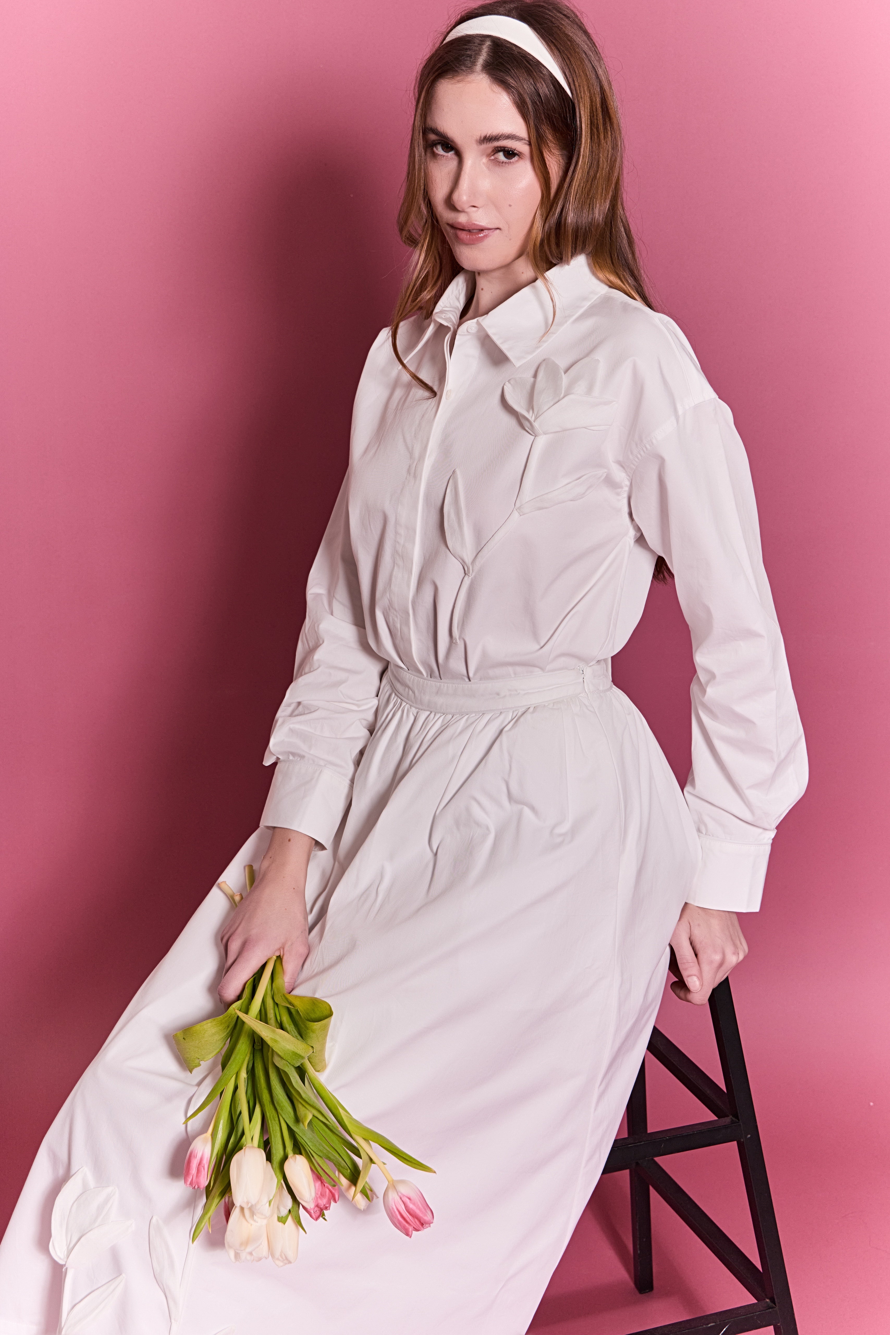 Floral Applique Collared Shirt - Image 6