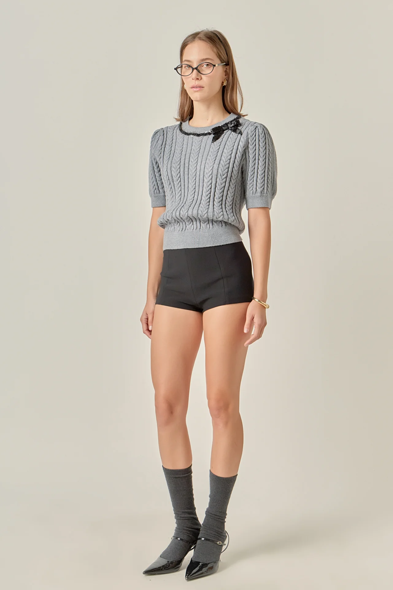 Clara Bow Puff Sleeve Knit Top