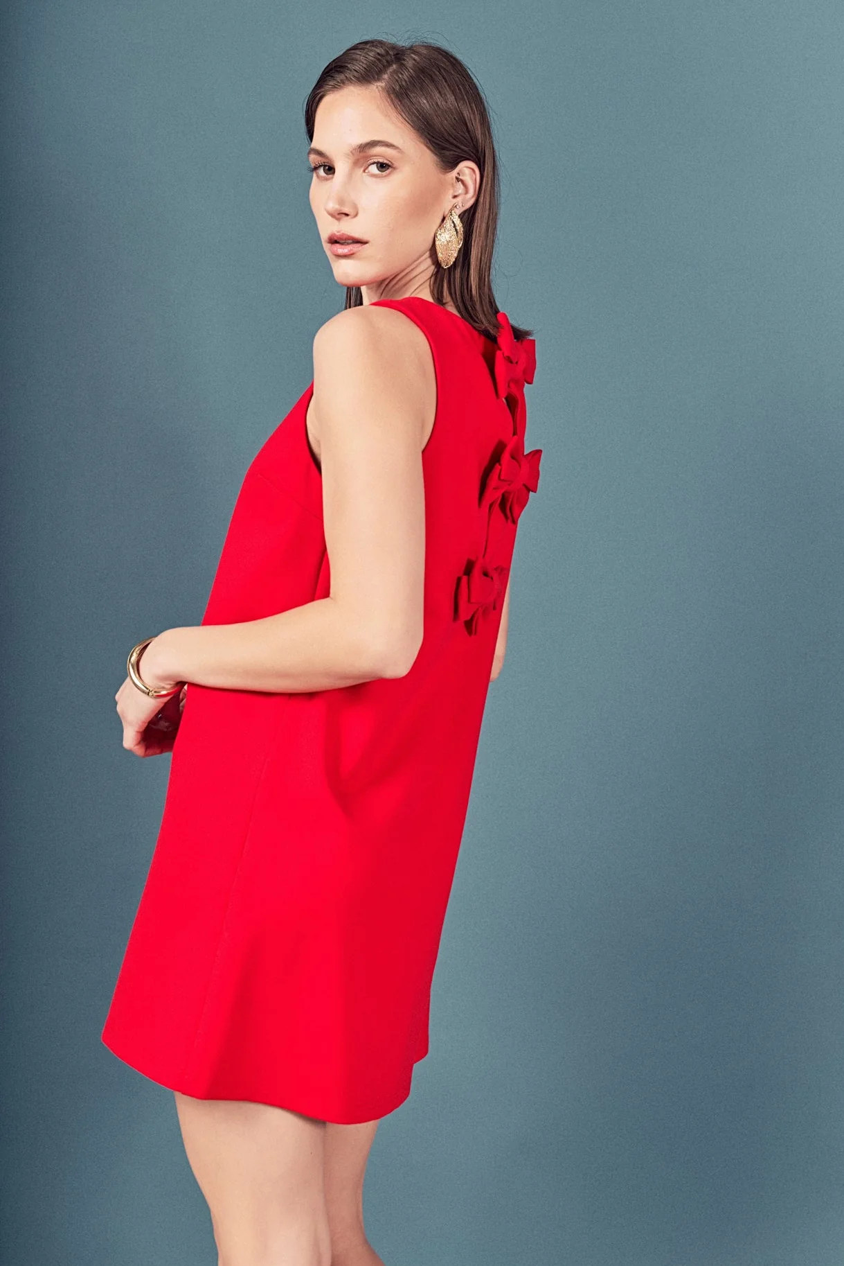 Bow Detailed Sleeveless Stretchy Dress