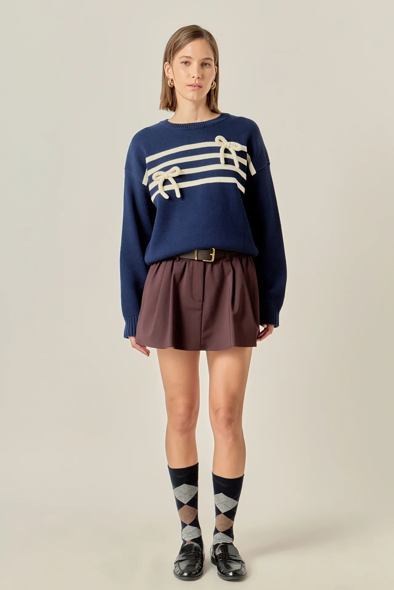 Eloise Bow Striped Knit Top
