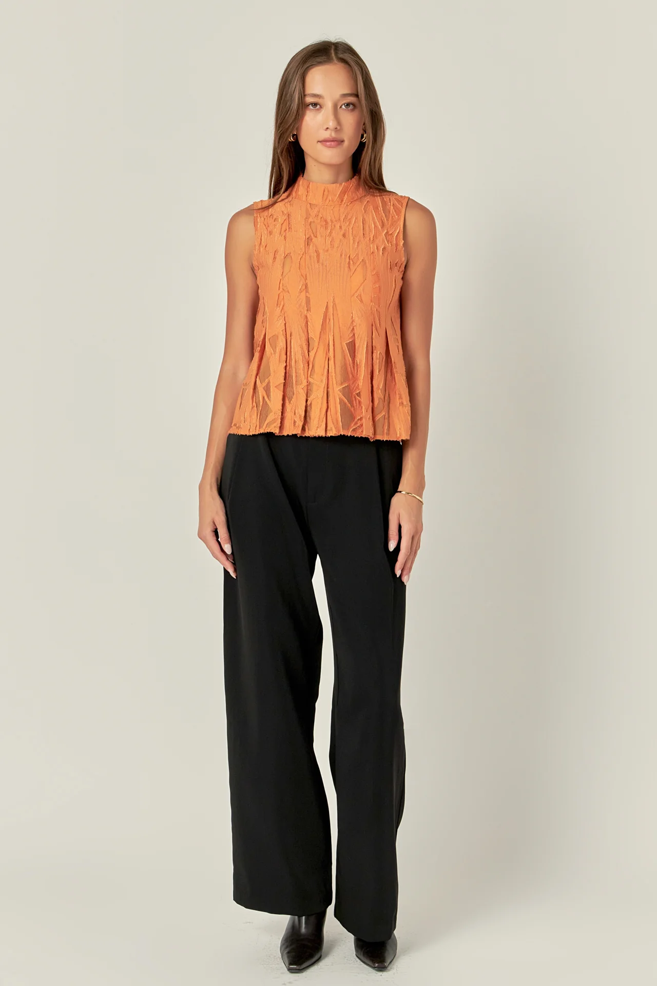 Burnout Pleated sleeveless Top