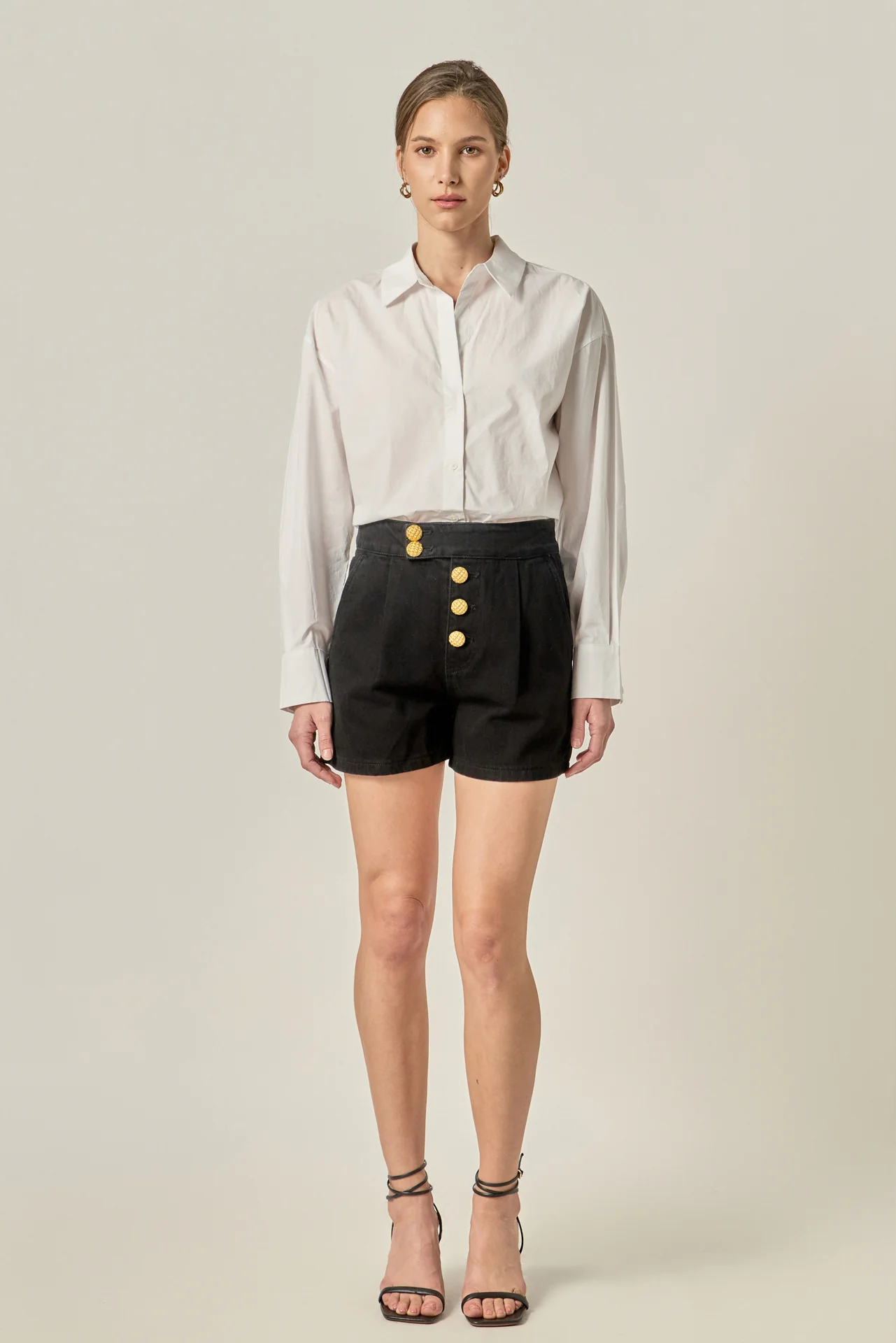 Buttoned Denim Shorts