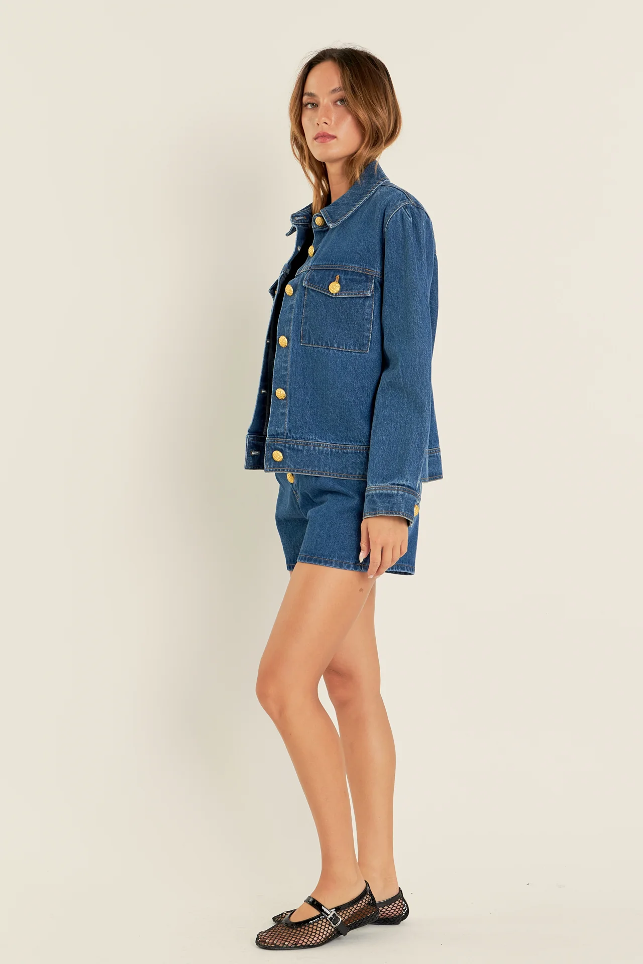 Buttoned Denim Shorts - Image 12