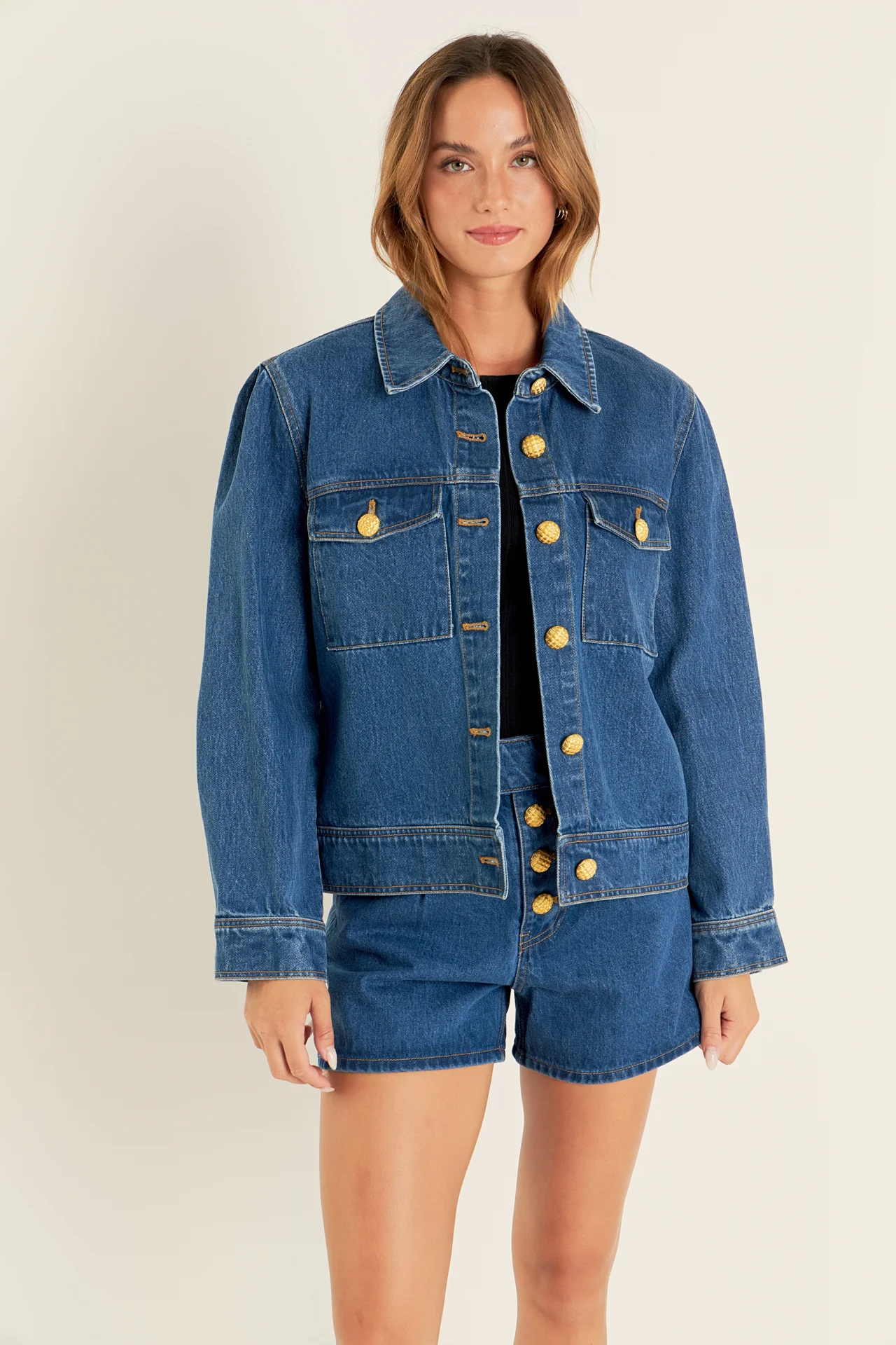Buttoned Denim Shorts - Image 14