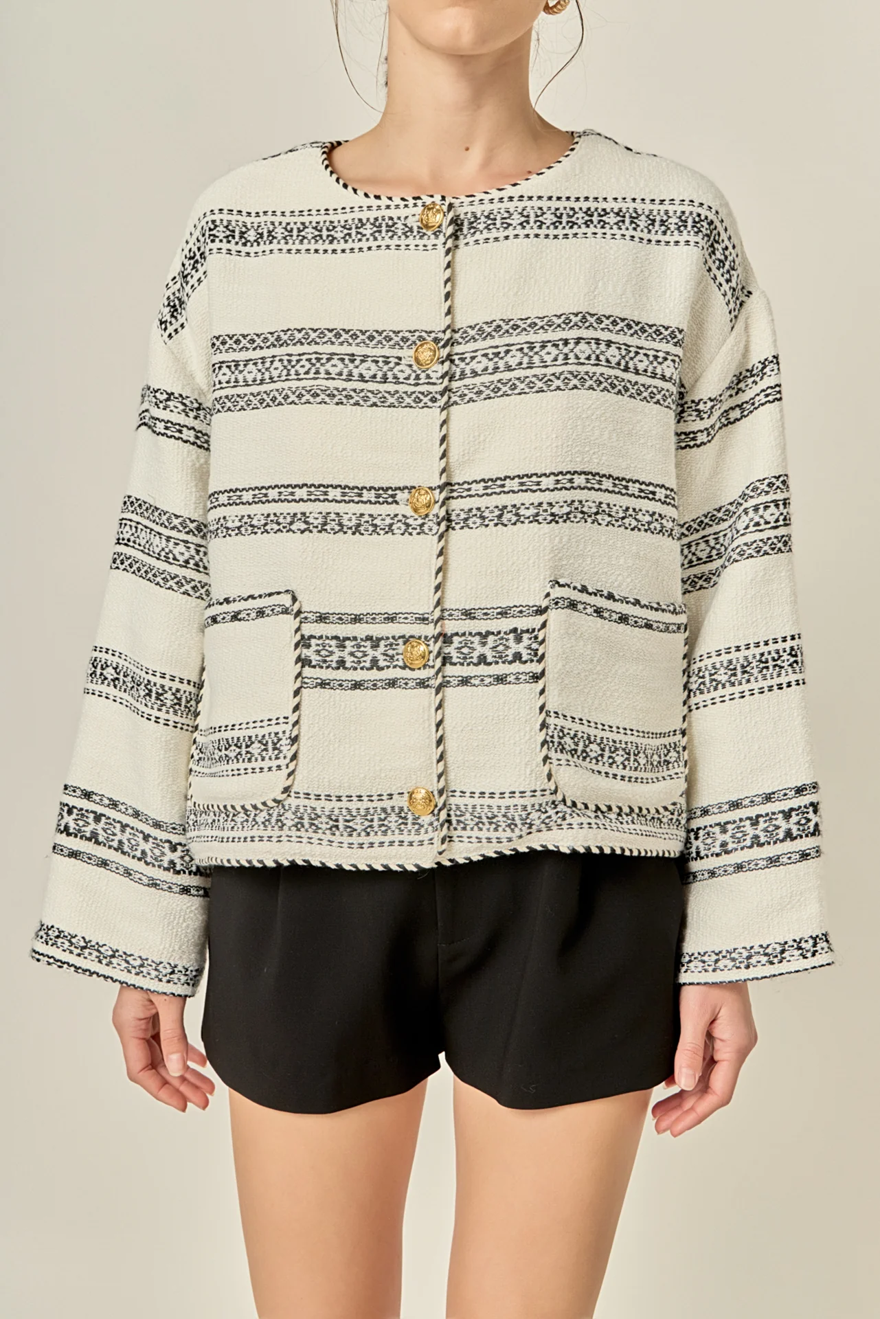 Sienna Striped Tweed Cardigan - Image 2