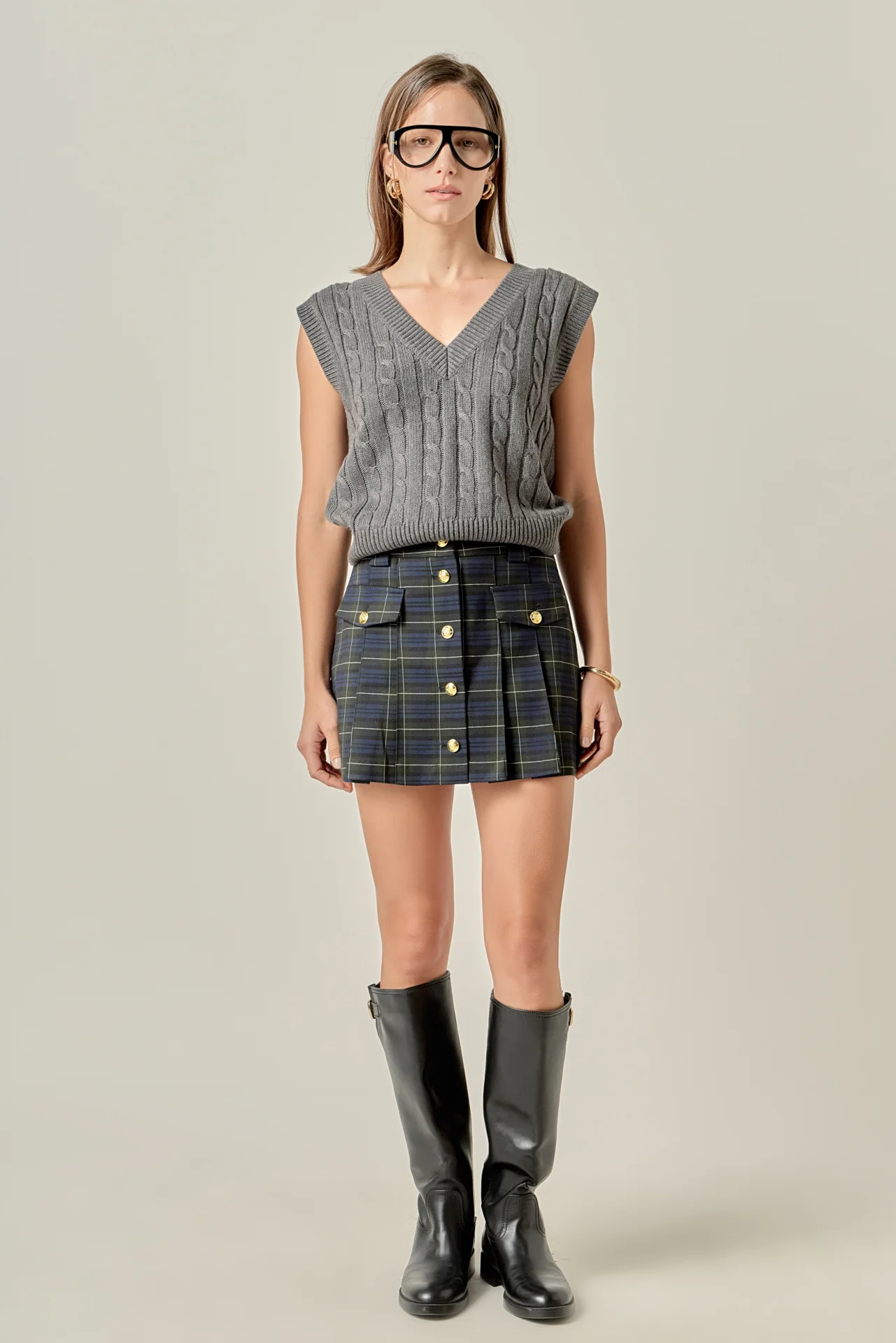 Madeline Check Pleated Mini Skort - Image 9