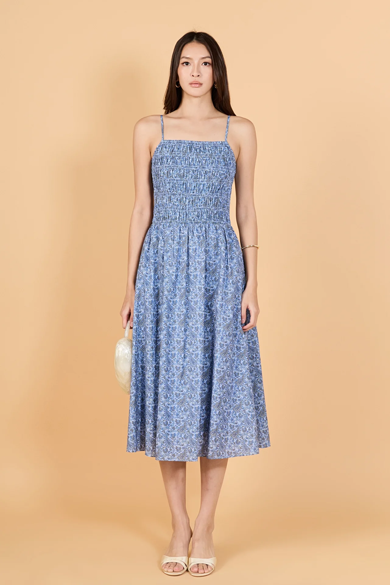 Paisley Smocked Midi Dress