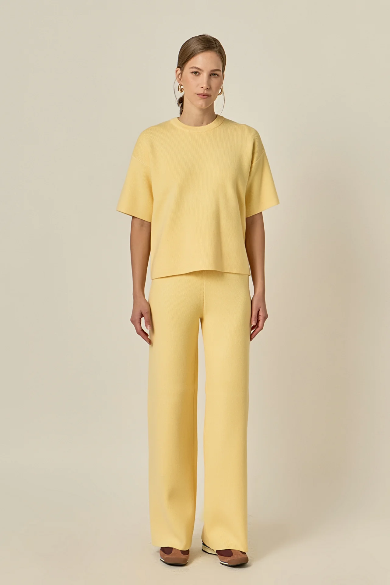 Collar Knit Half Sleeves Top