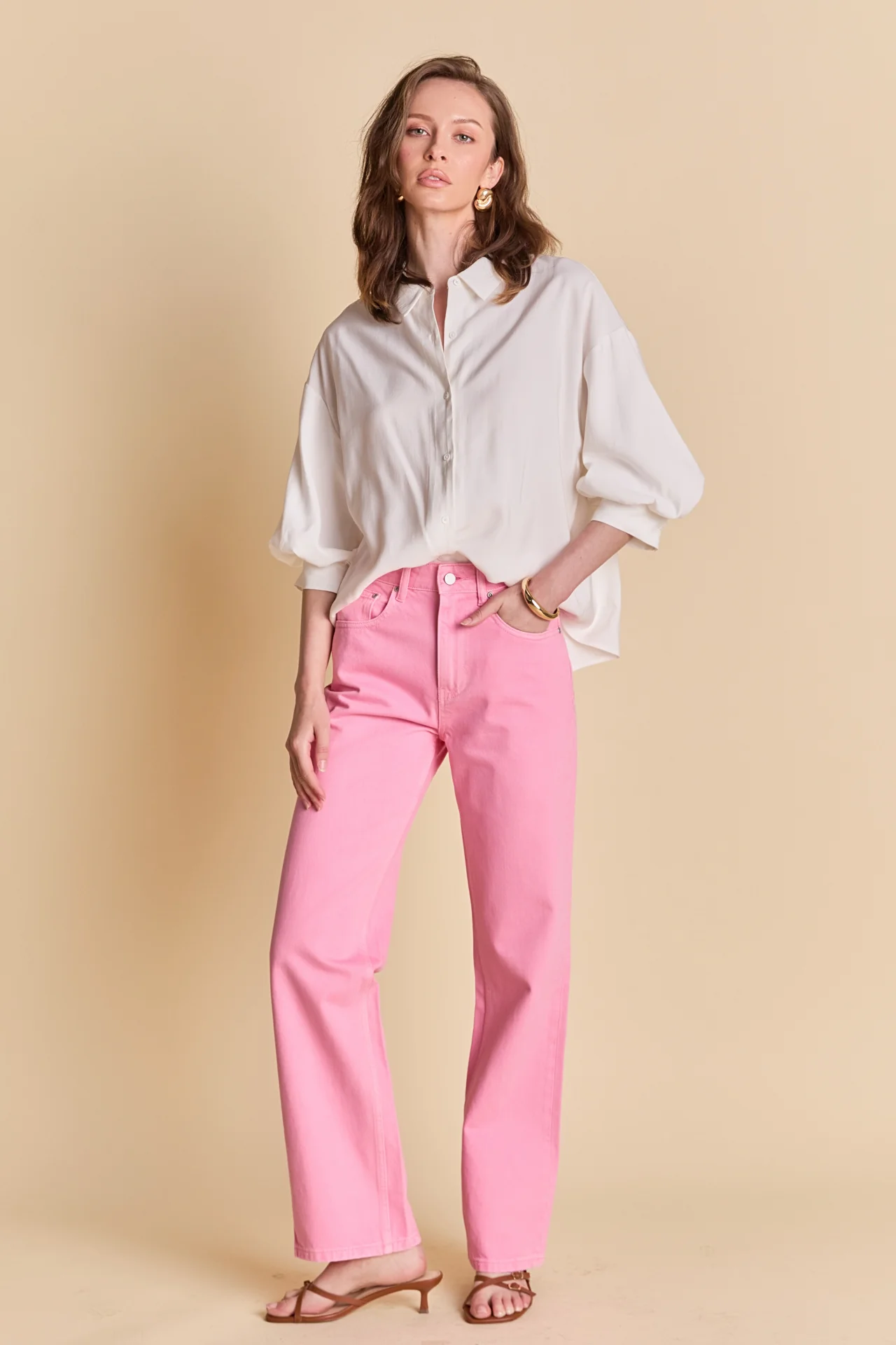 Color Full Length Wide Leg Jean - Image 12