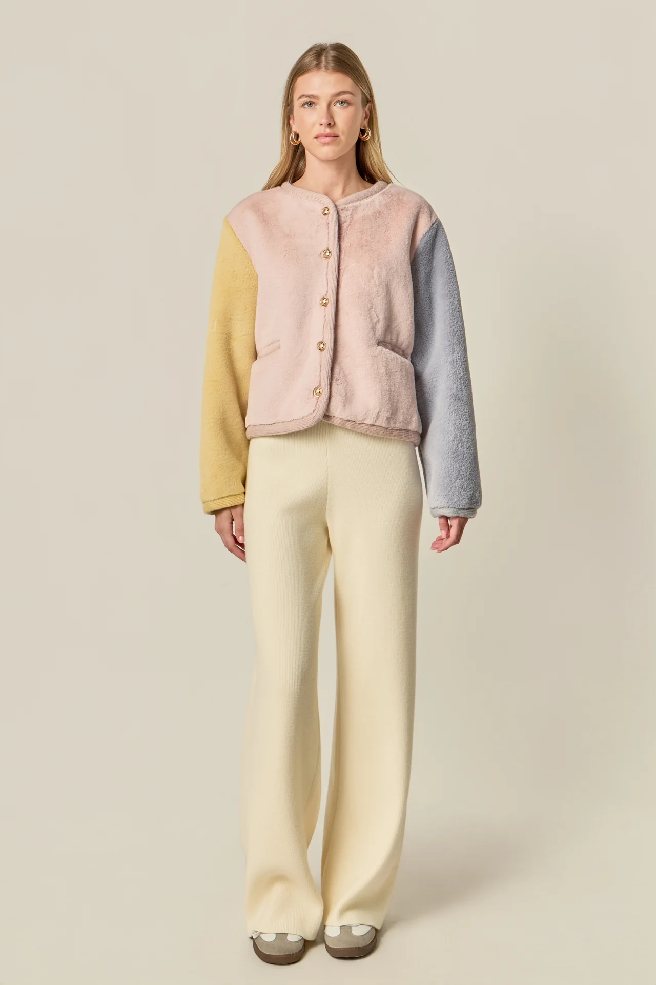 Colorblock Faux Fur Jacket