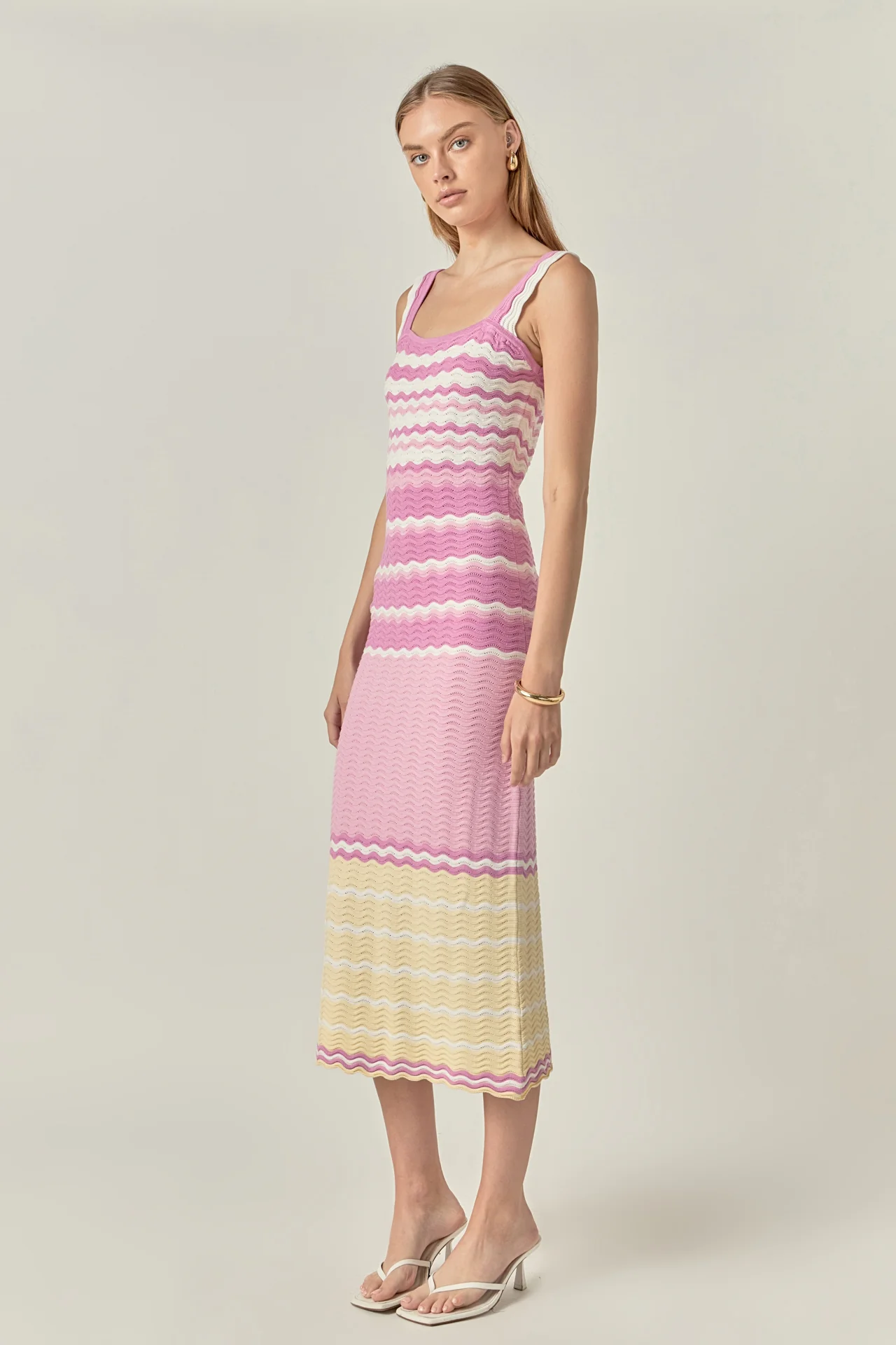 Pastel Waves Crochet Midi Dress - Image 3