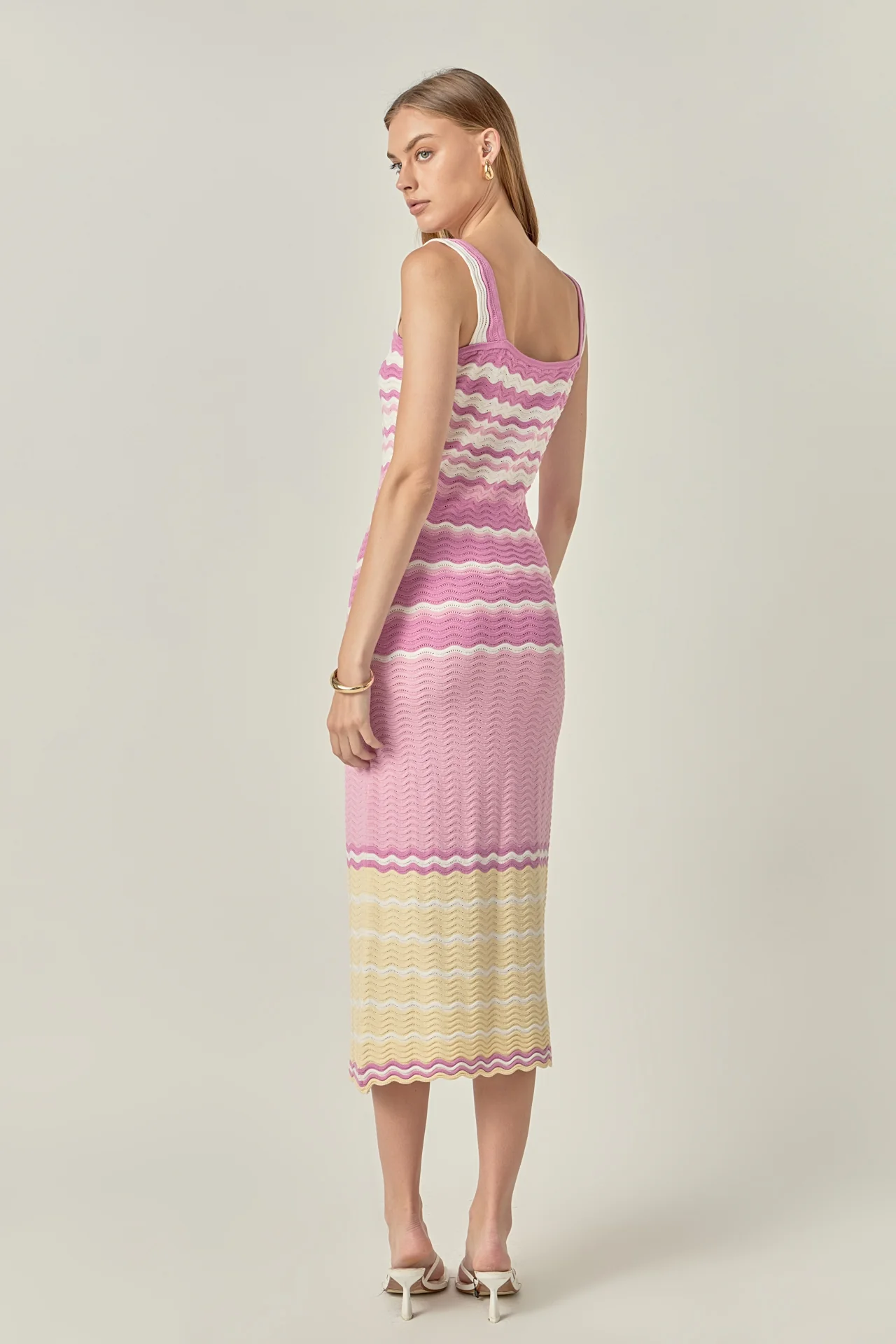 Pastel Waves Crochet Midi Dress - Image 4
