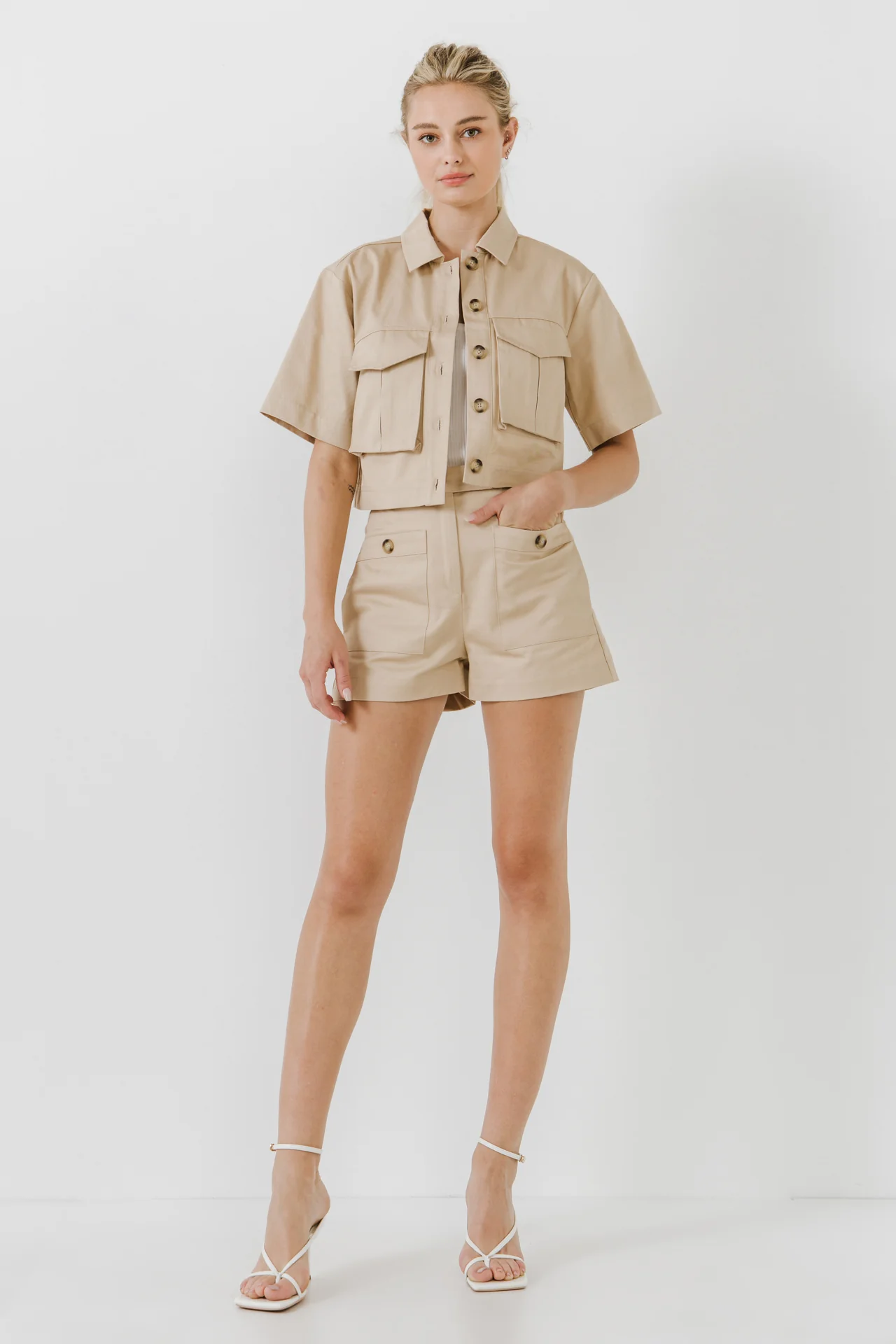 Cropped Cotton Shirts Jacket