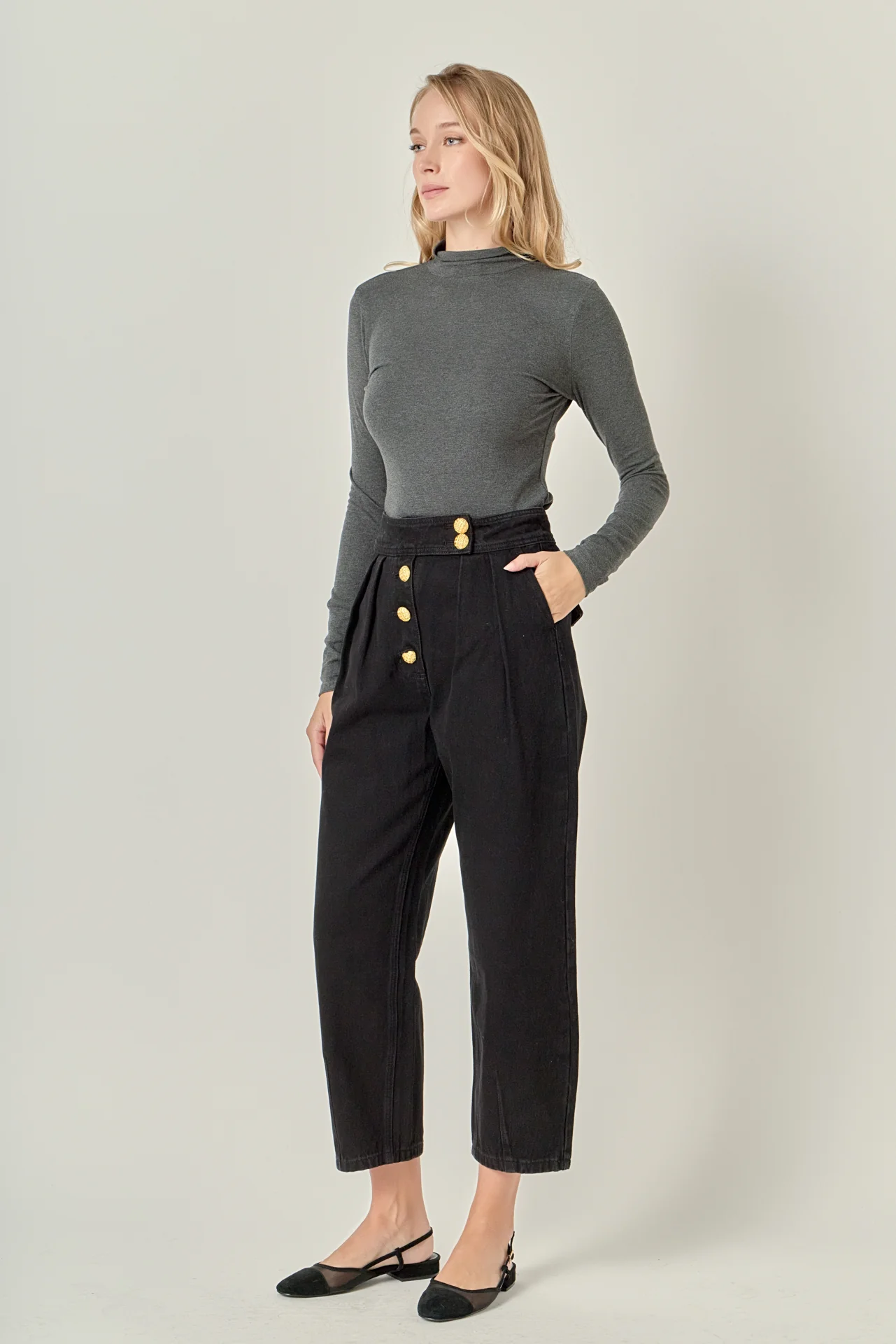 Premium Denim Cropped Trousers - Image 2