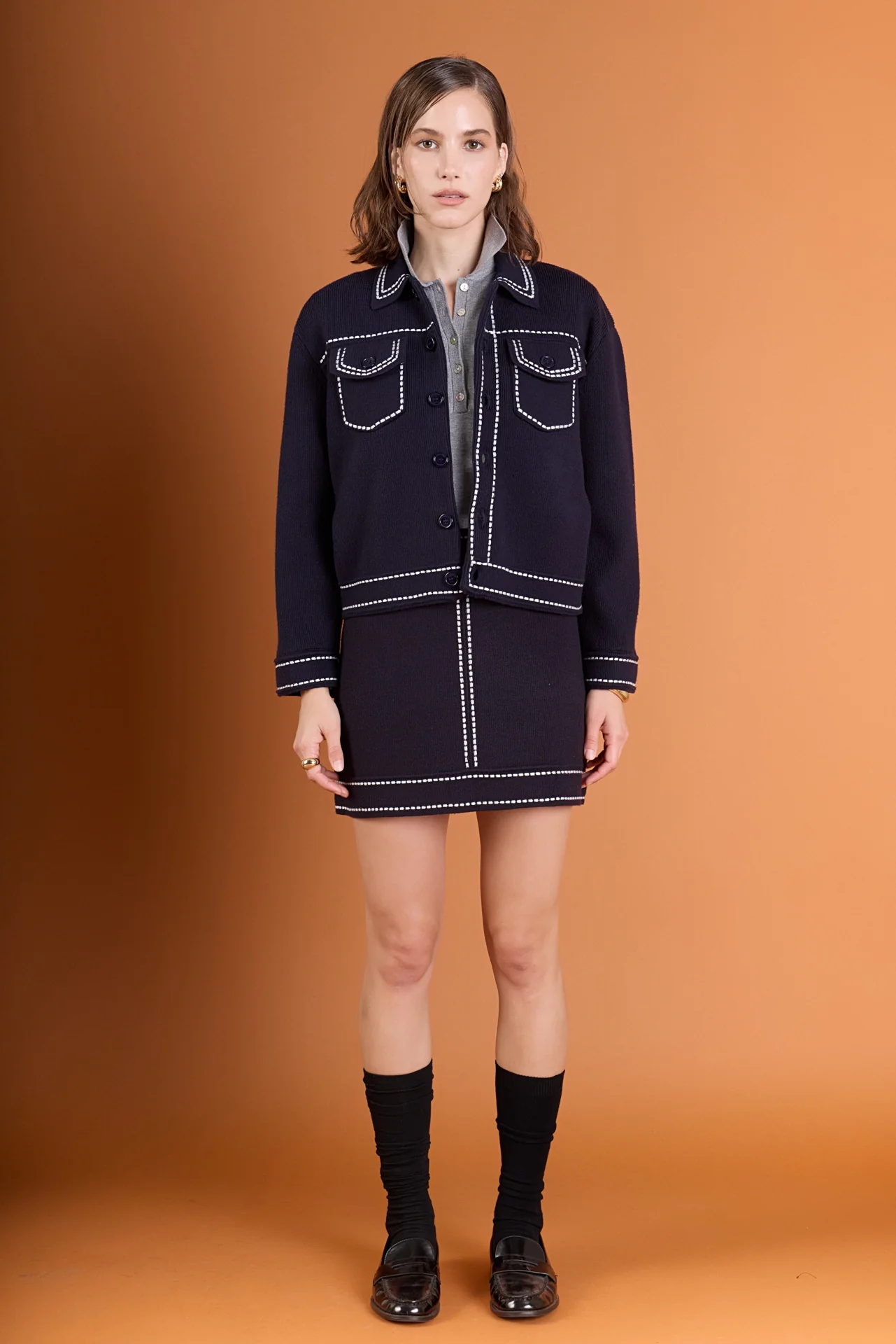 Denim-Look Knit Skirt - Image 15