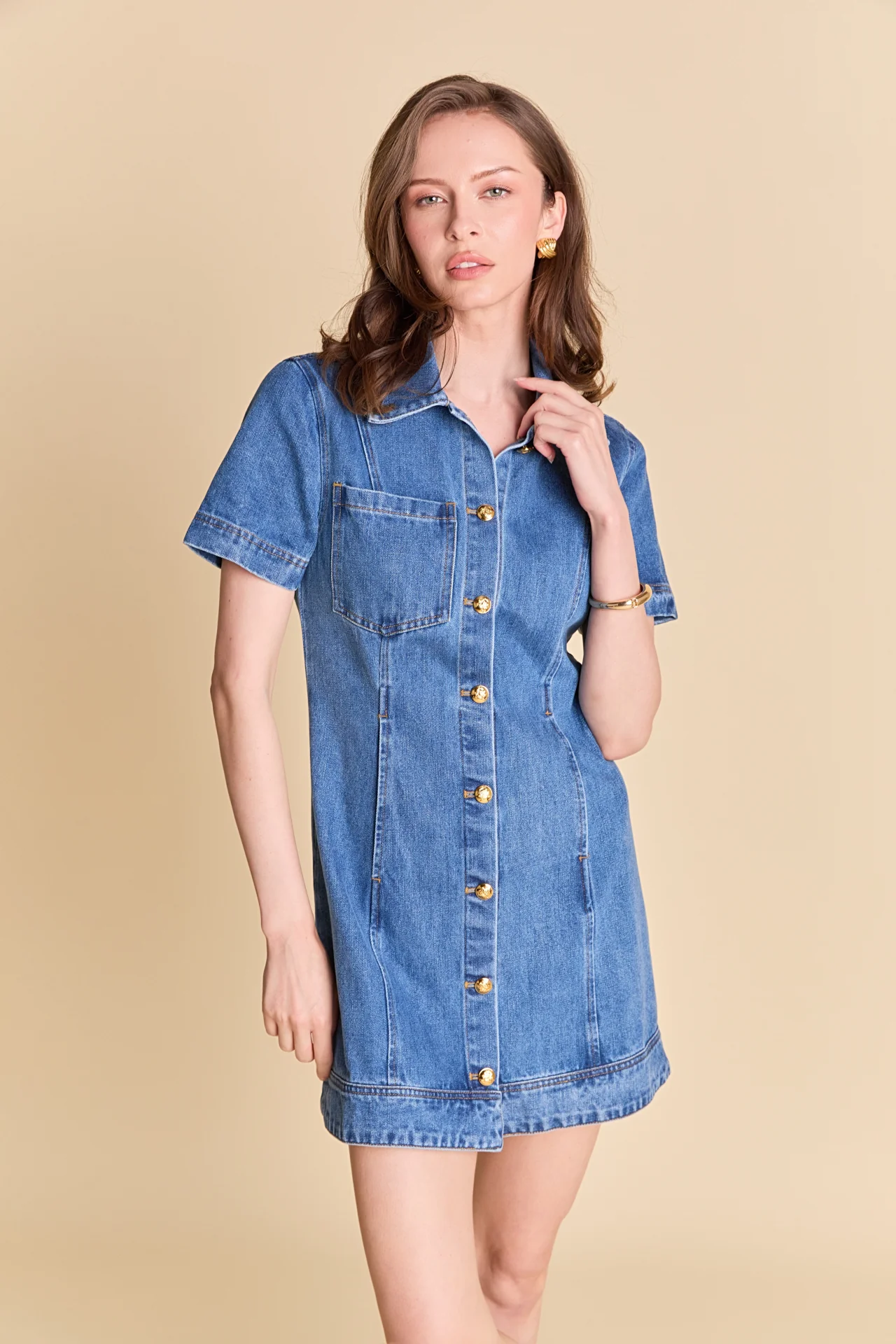 Classic Denim Mini Dress - Image 13