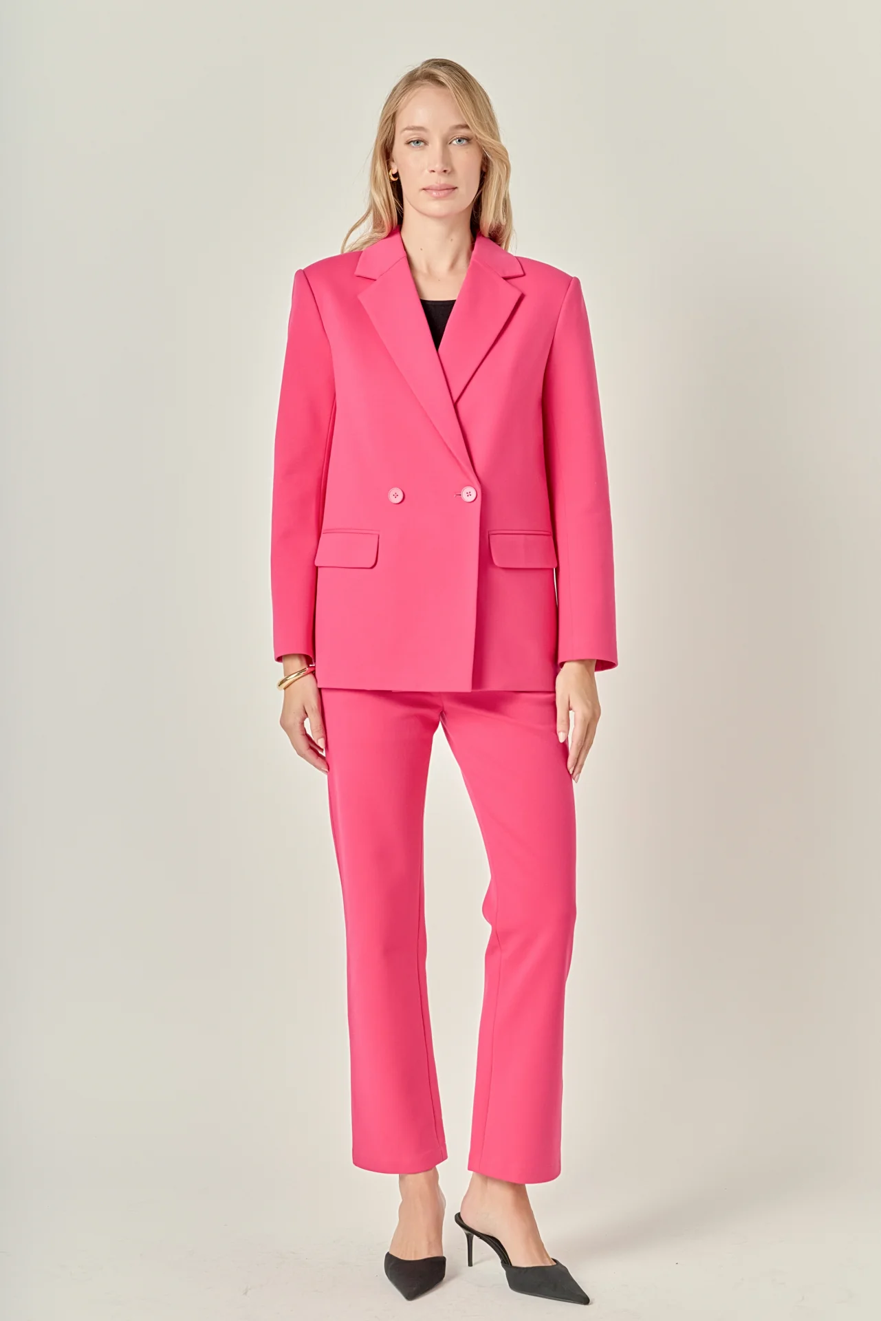 Double-breasted Knit Blazer