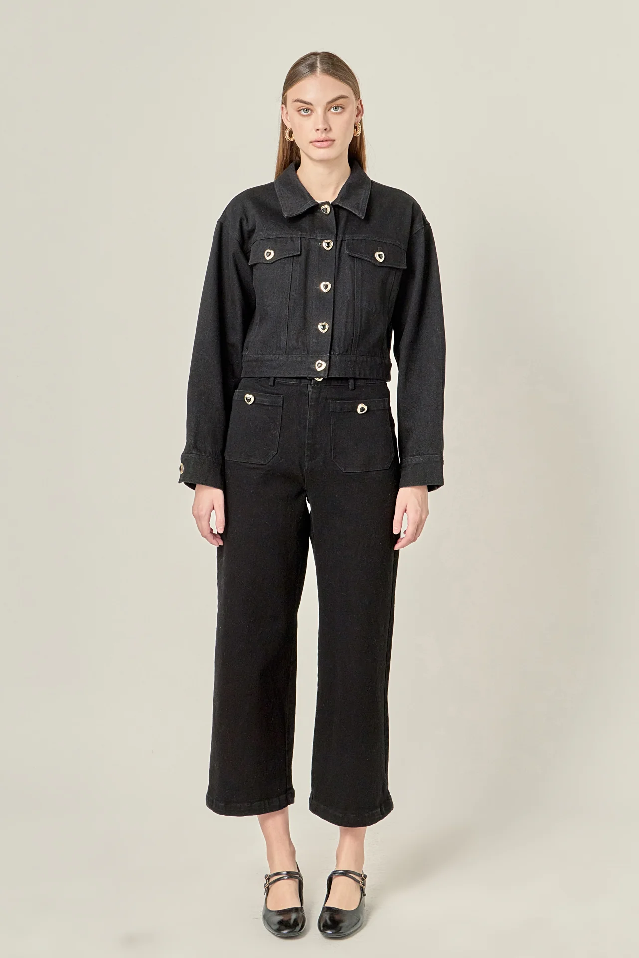 Heart Button Cropped Jacket