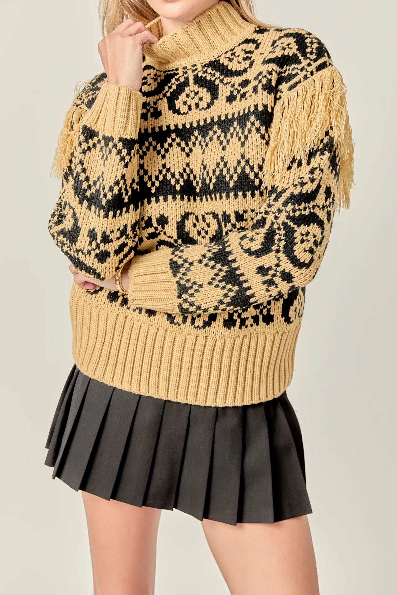 Fair Isle Fringed Sweater - Image 2