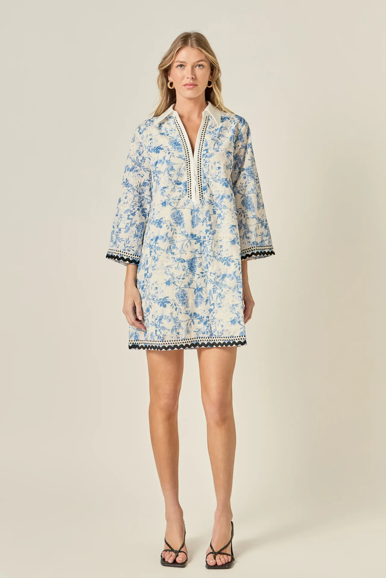 Floral Embroidery Mini Dress