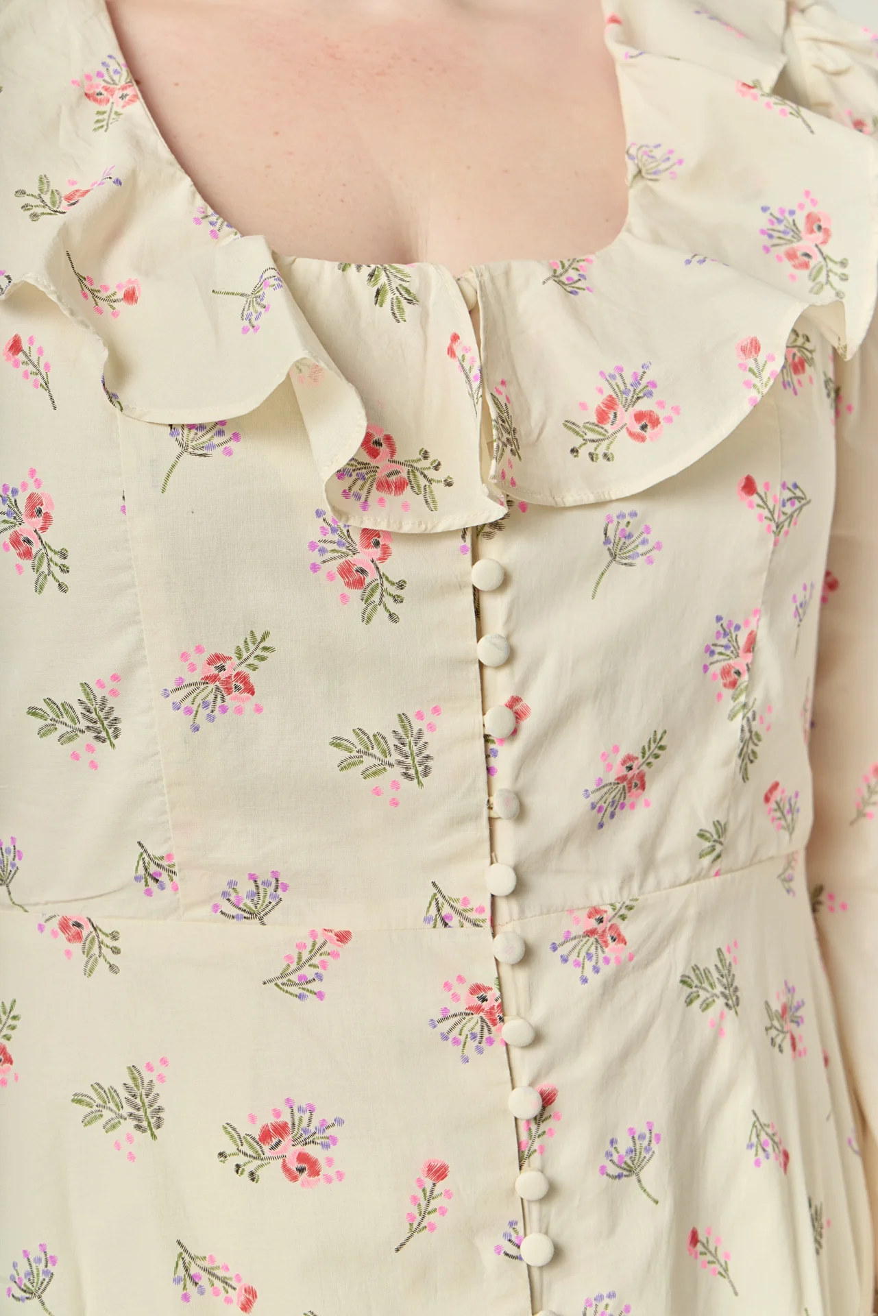 Plus Size Floral Ruffled Neck Mini Dress - Image 2
