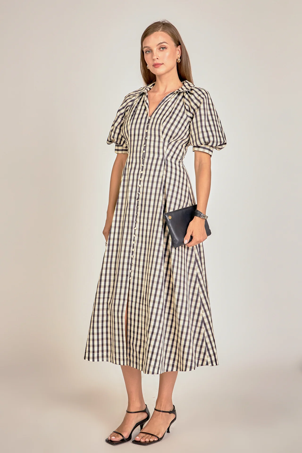 Gingham Check Midi Dress - Image 9