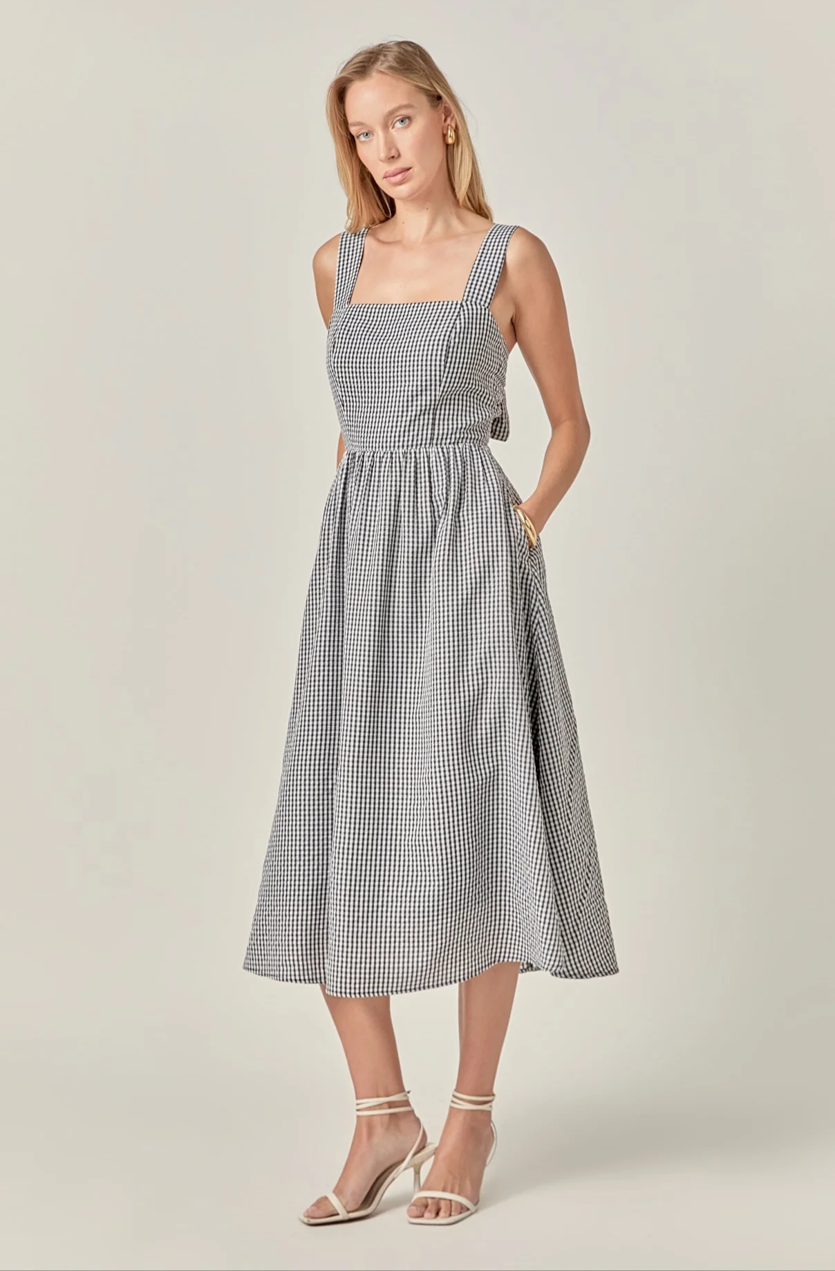 Gingham Check Square Neck Dress - Image 5