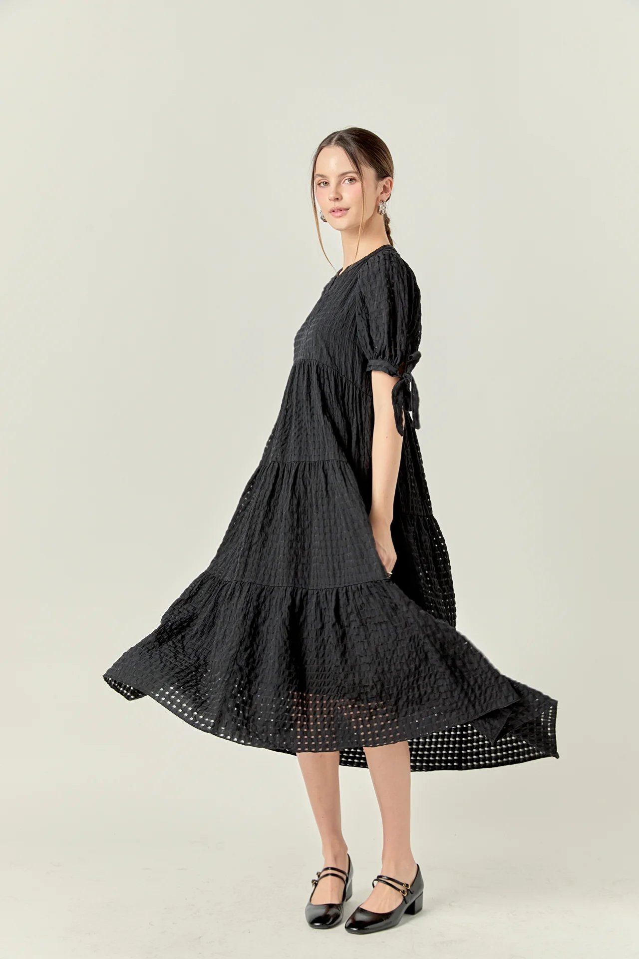 Gingham Tiered Midi Dress - Image 10