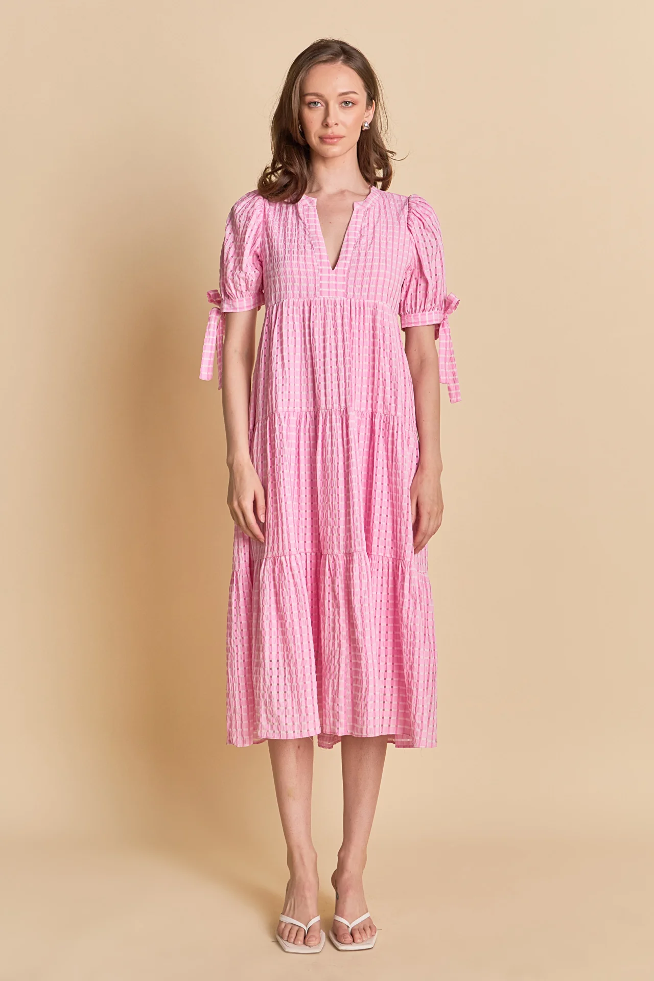 Gingham Tiered Midi Dress - Image 11