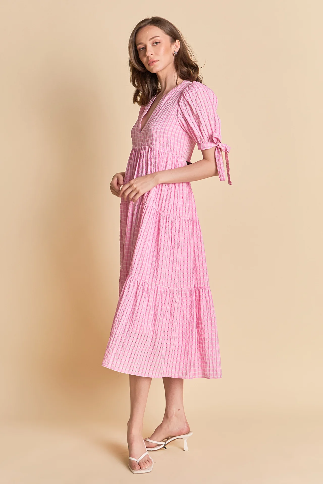 Gingham Tiered Midi Dress - Image 13