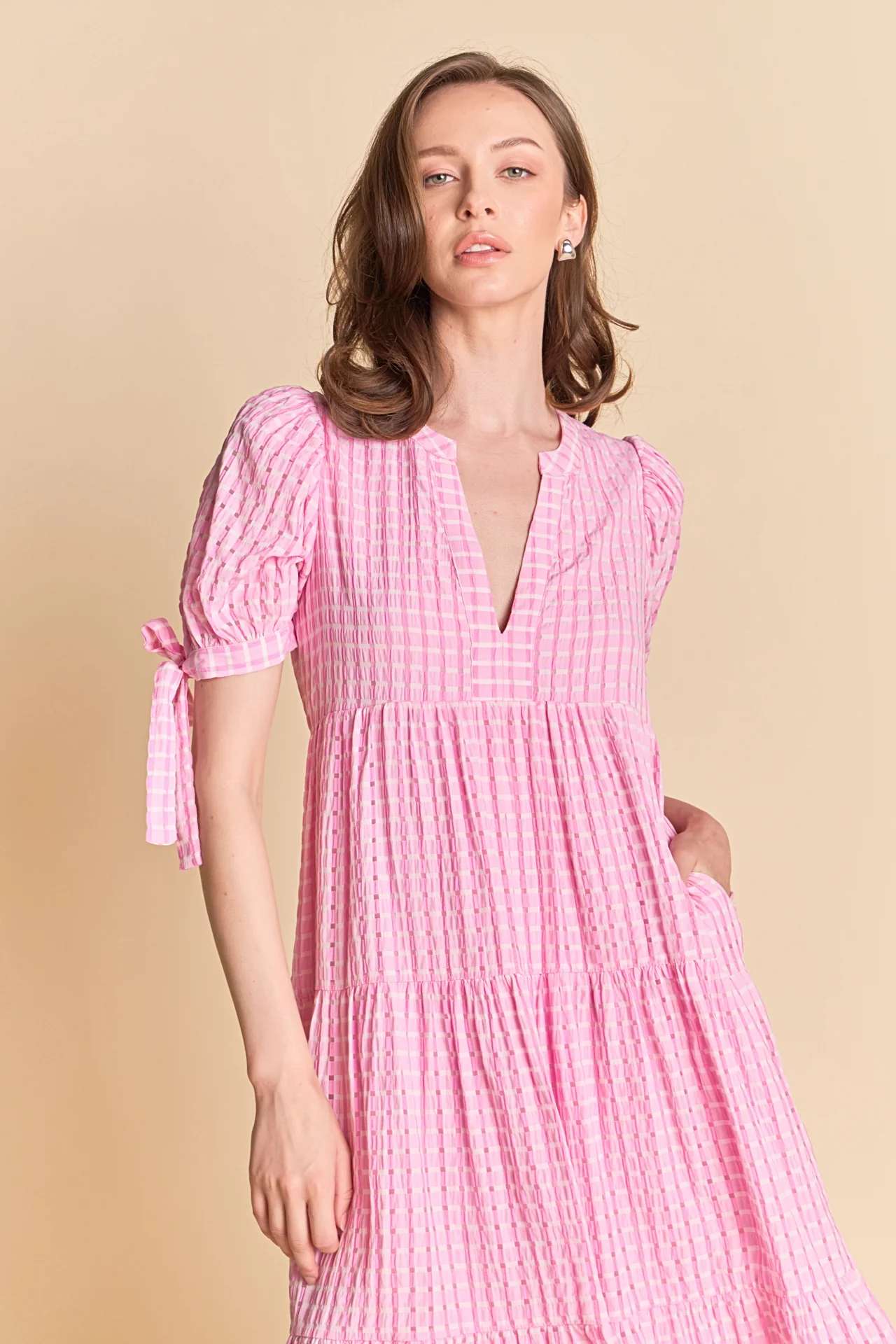 Gingham Tiered Midi Dress - Image 15