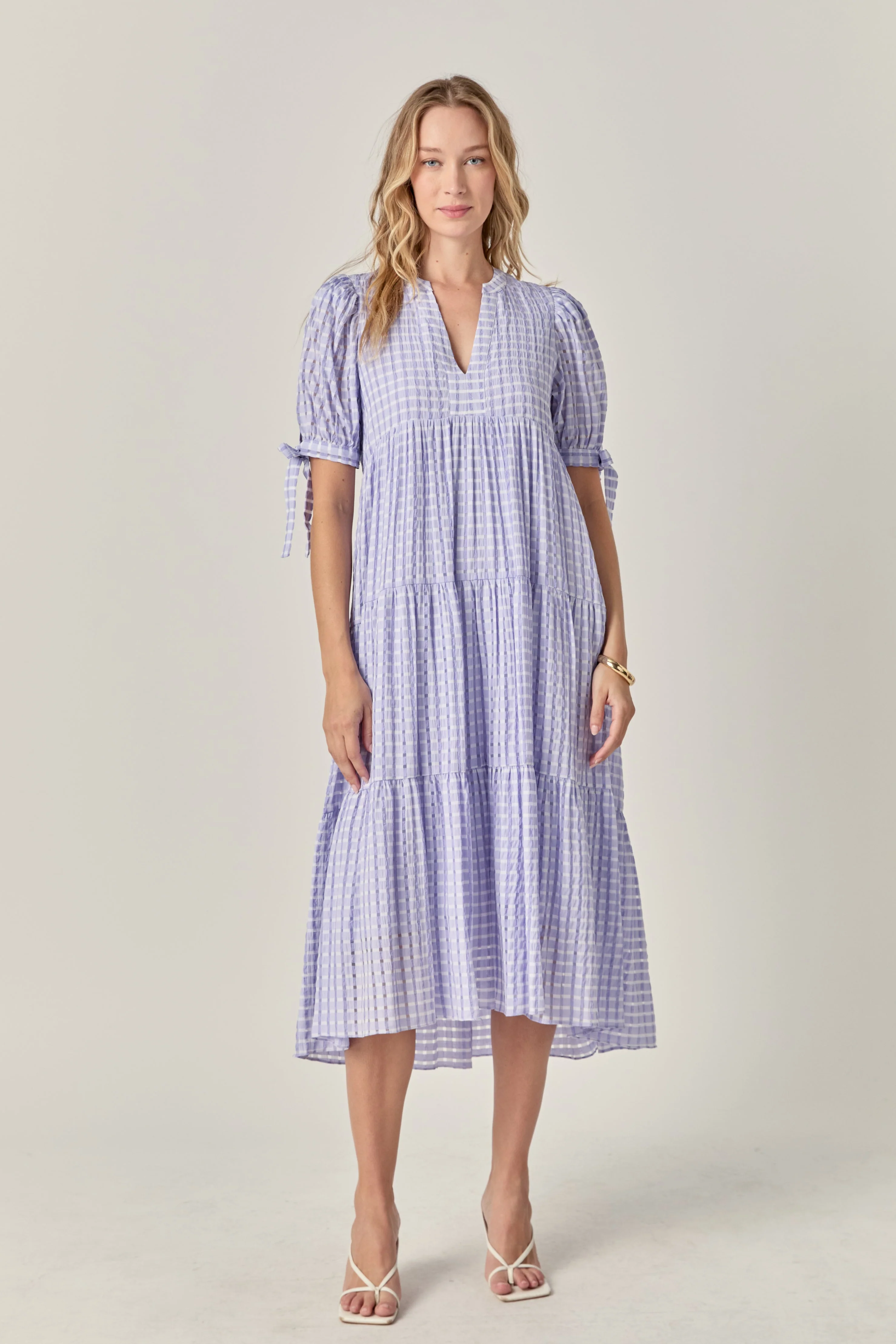 Gingham Tiered Midi Dress - Image 16