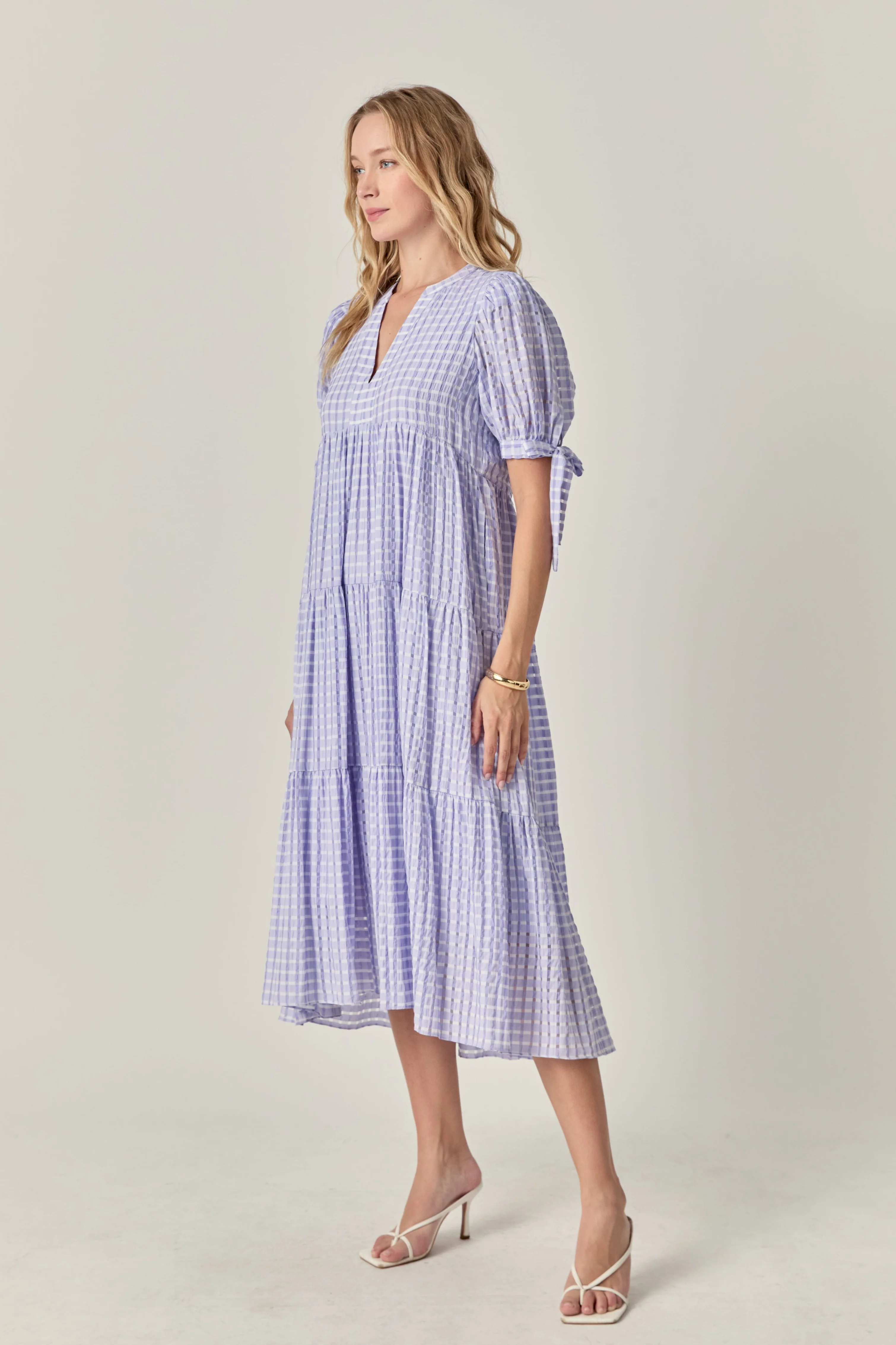 Gingham Tiered Midi Dress - Image 18
