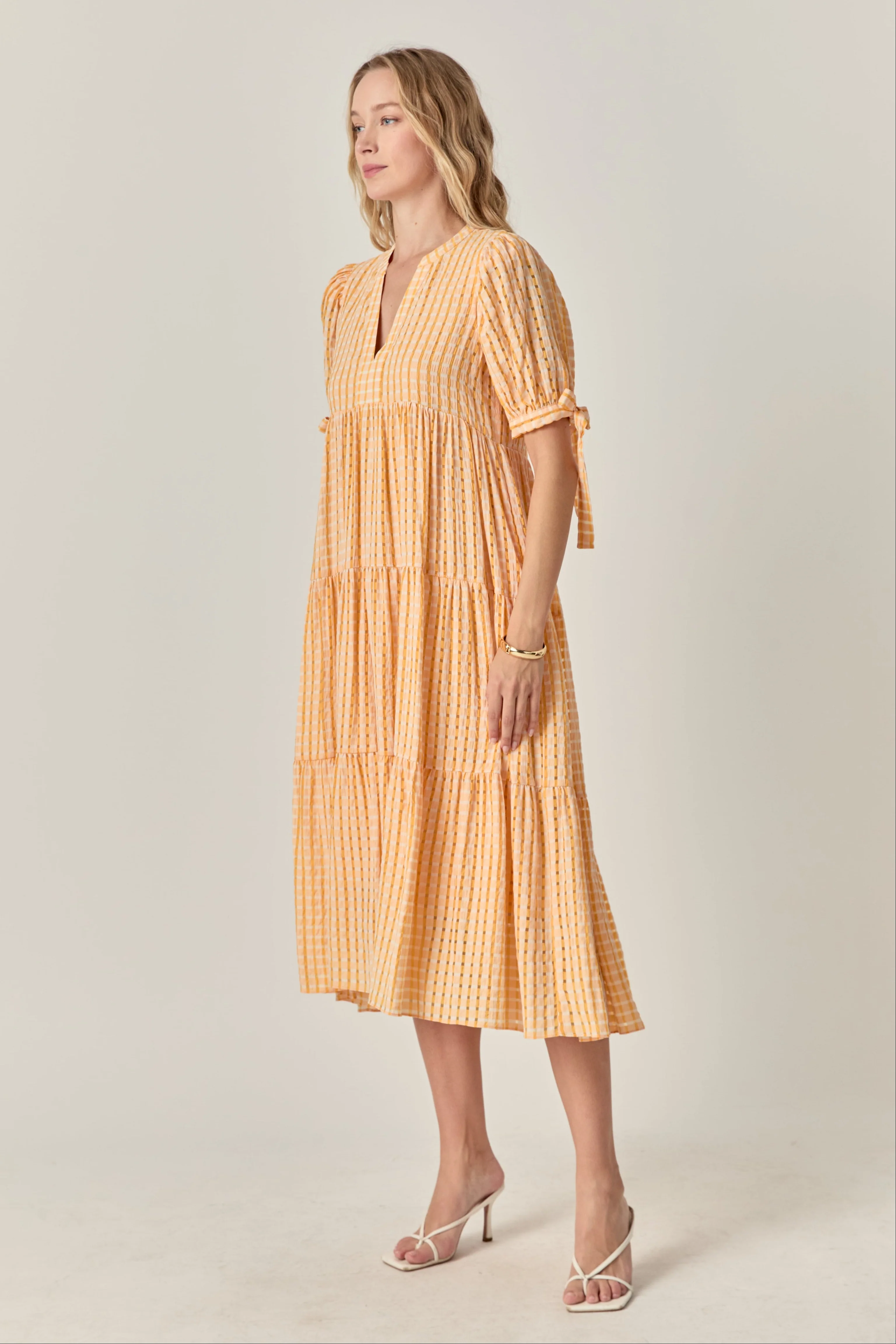 Gingham Tiered Midi Dress - Image 23