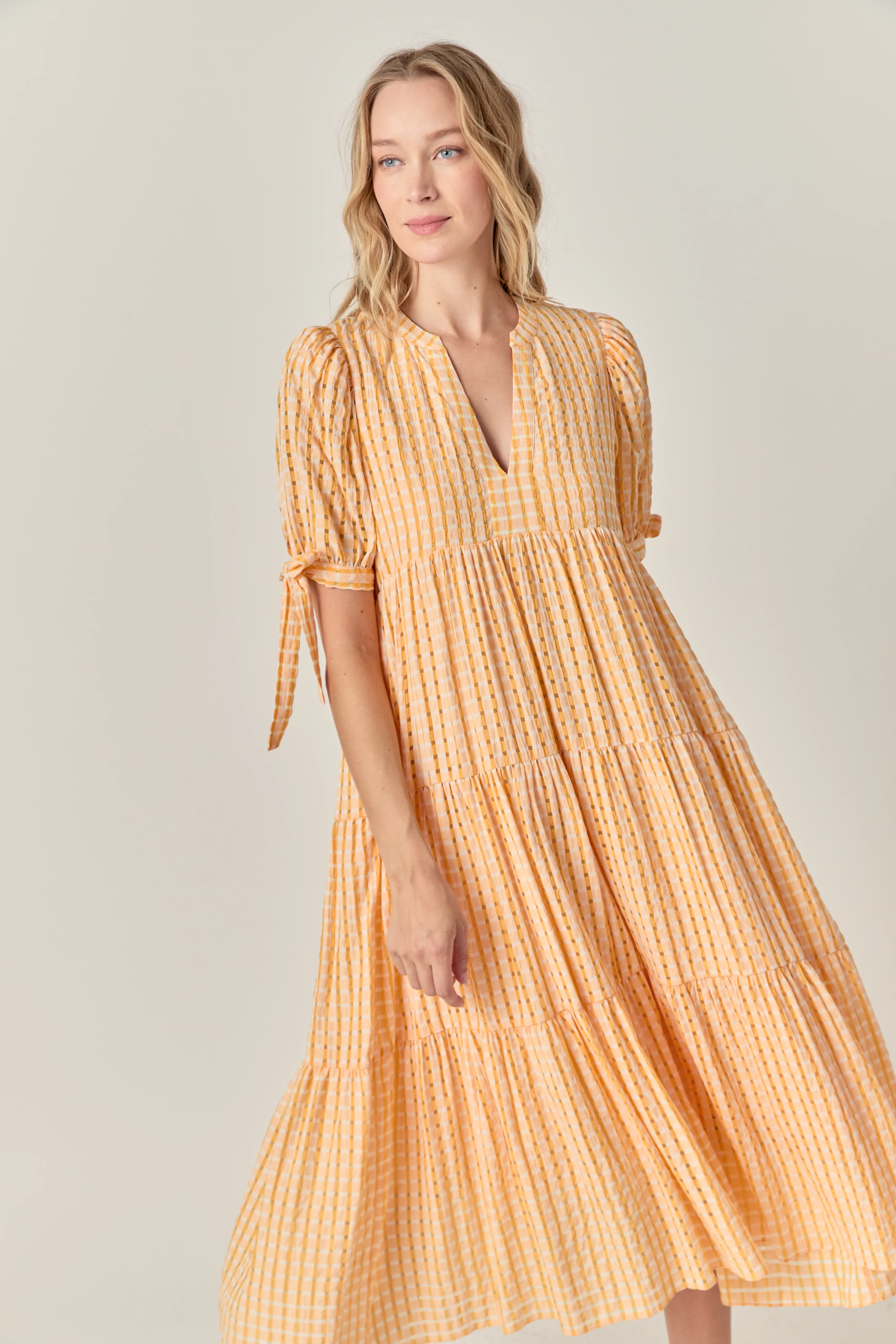 Gingham Tiered Midi Dress - Image 25