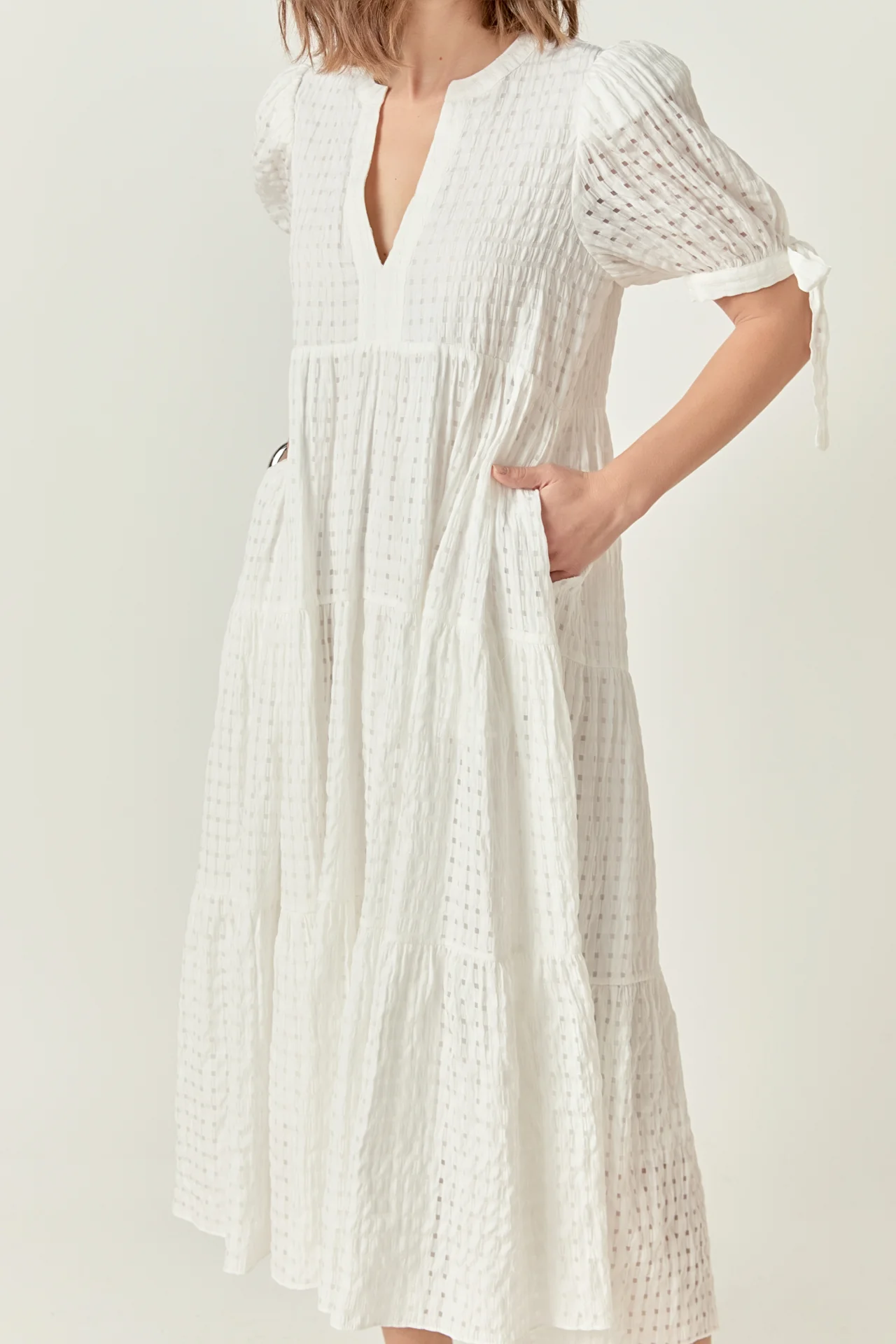 Gingham Tiered Midi Dress - Image 27