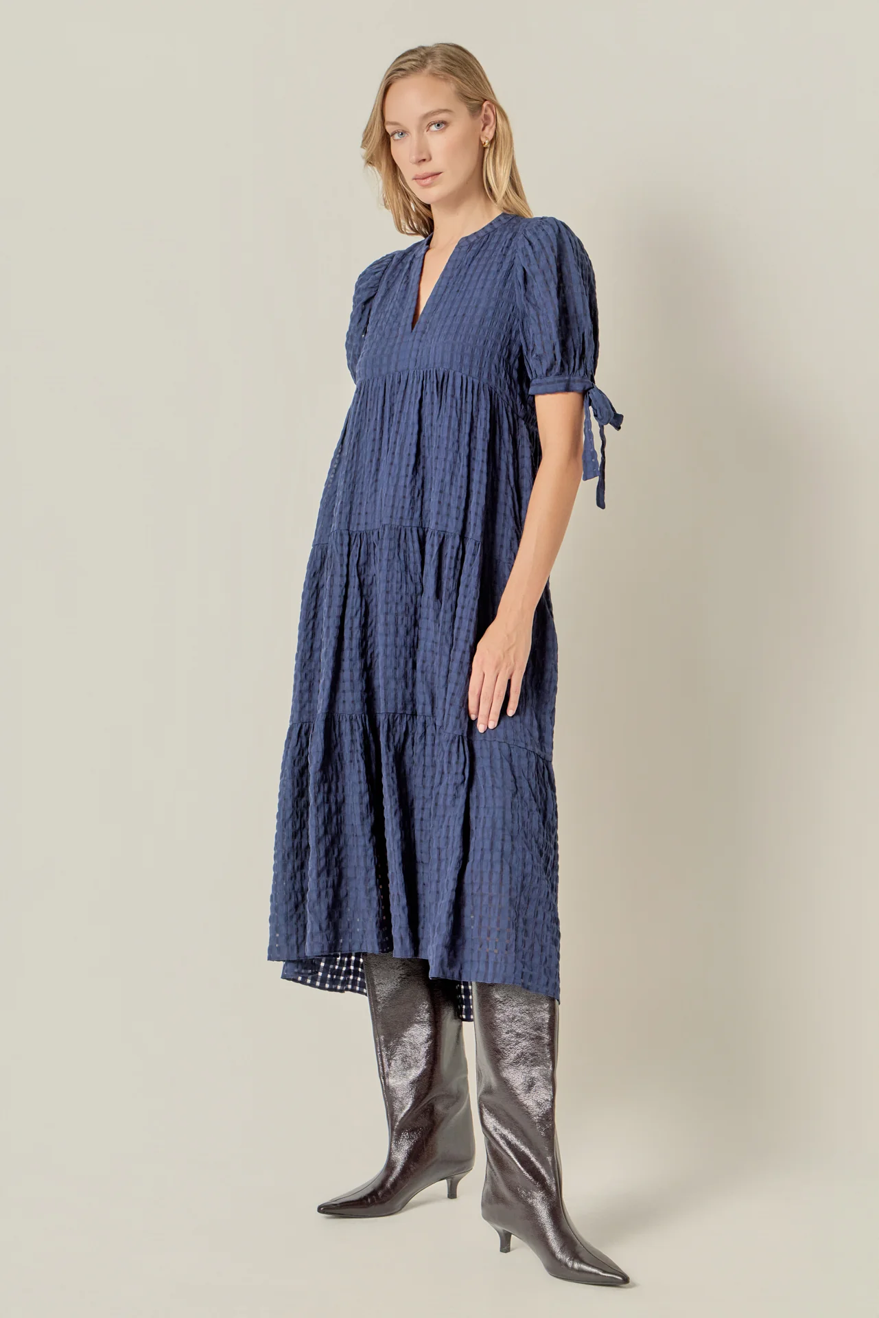 Gingham Tiered Midi Dress - Image 3