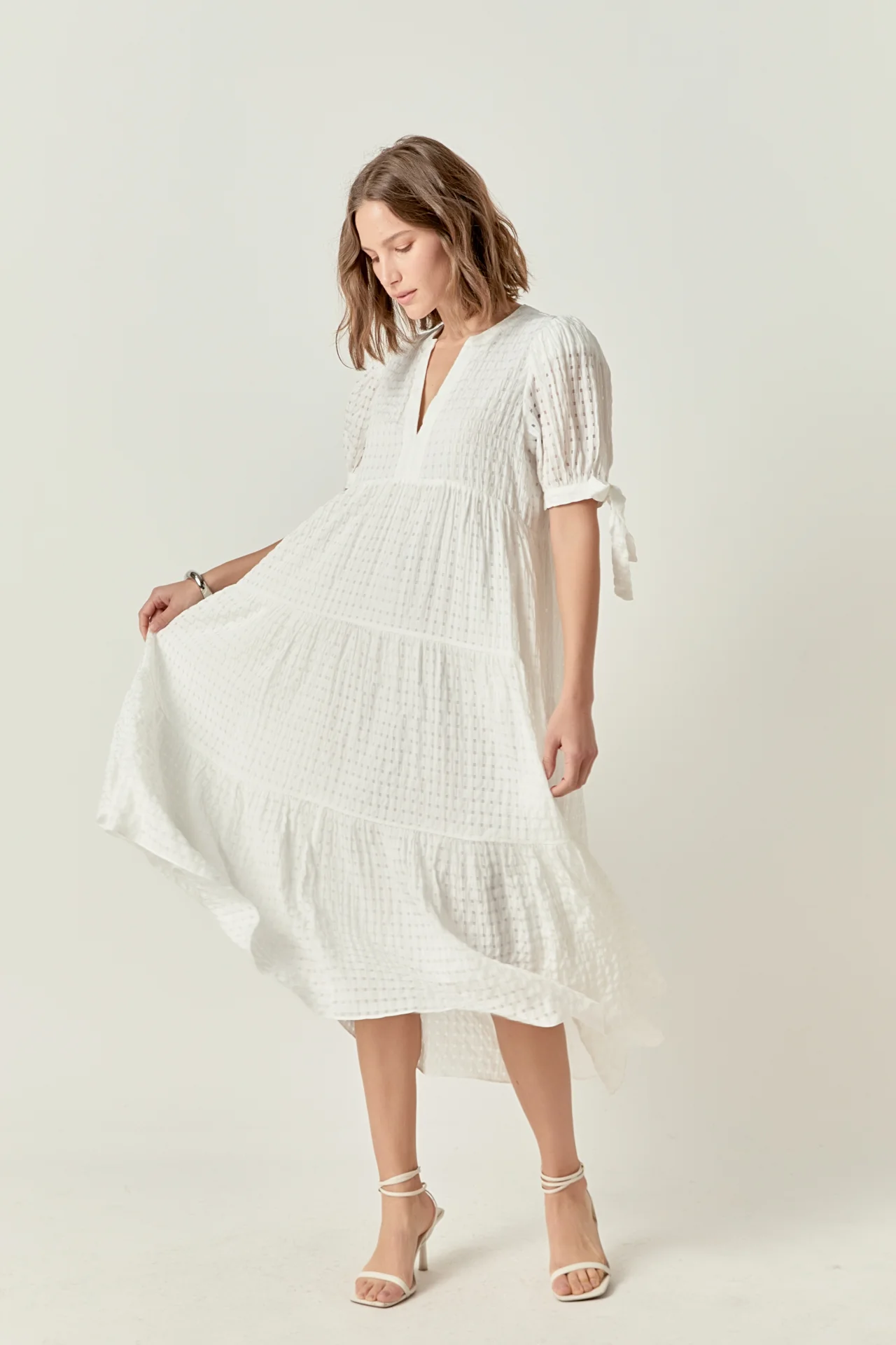 Gingham Tiered Midi Dress - Image 30