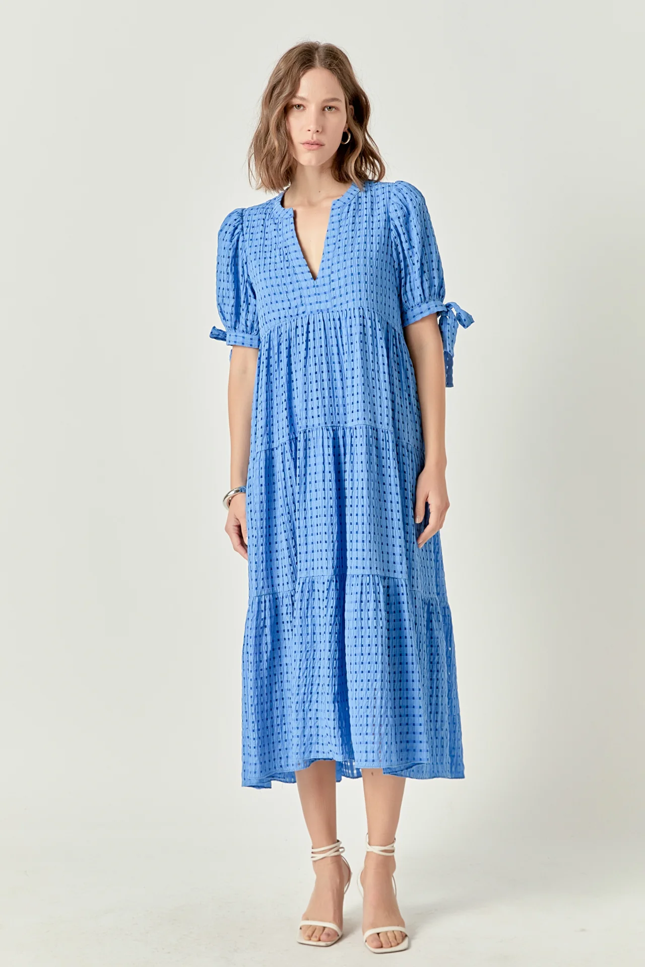 Gingham Tiered Midi Dress - Image 31