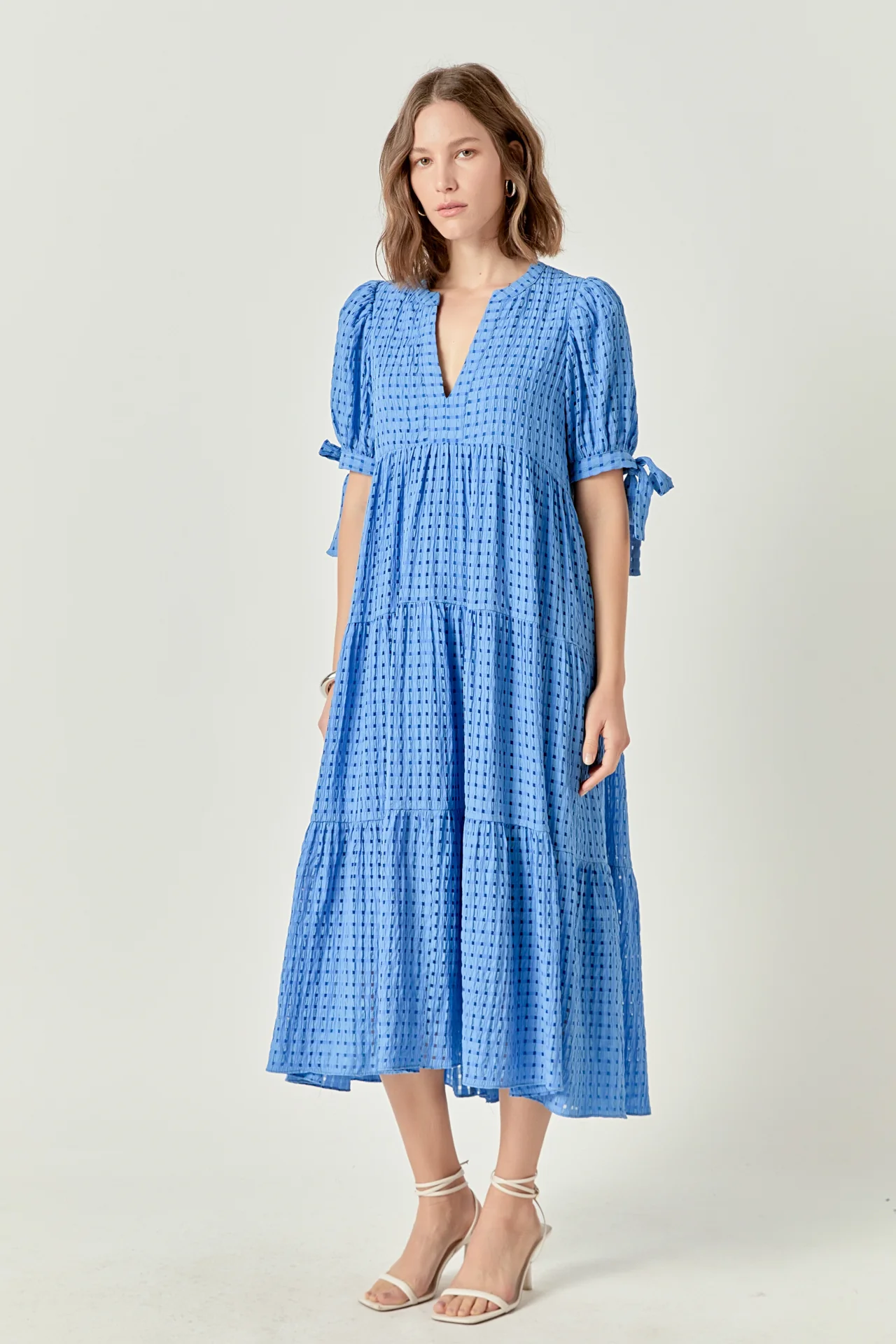 Gingham Tiered Midi Dress - Image 33