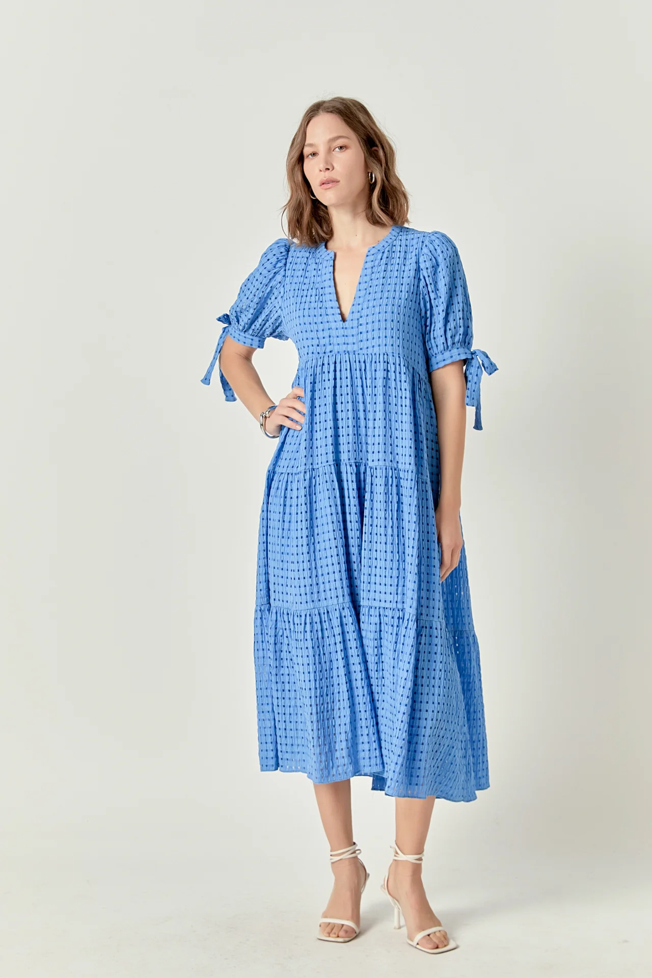 Gingham Tiered Midi Dress - Image 35