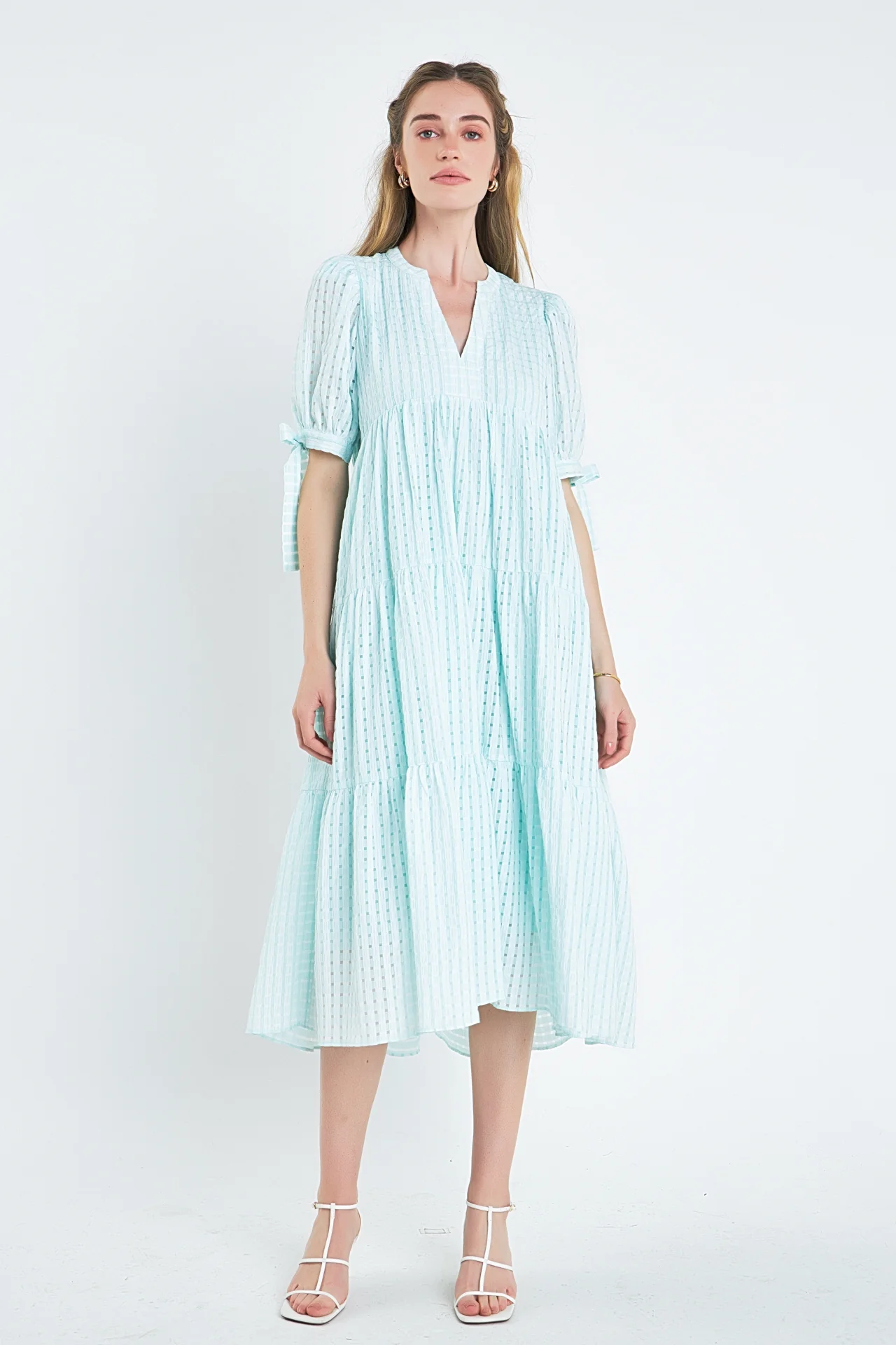 Gingham Tiered Midi Dress - Image 36