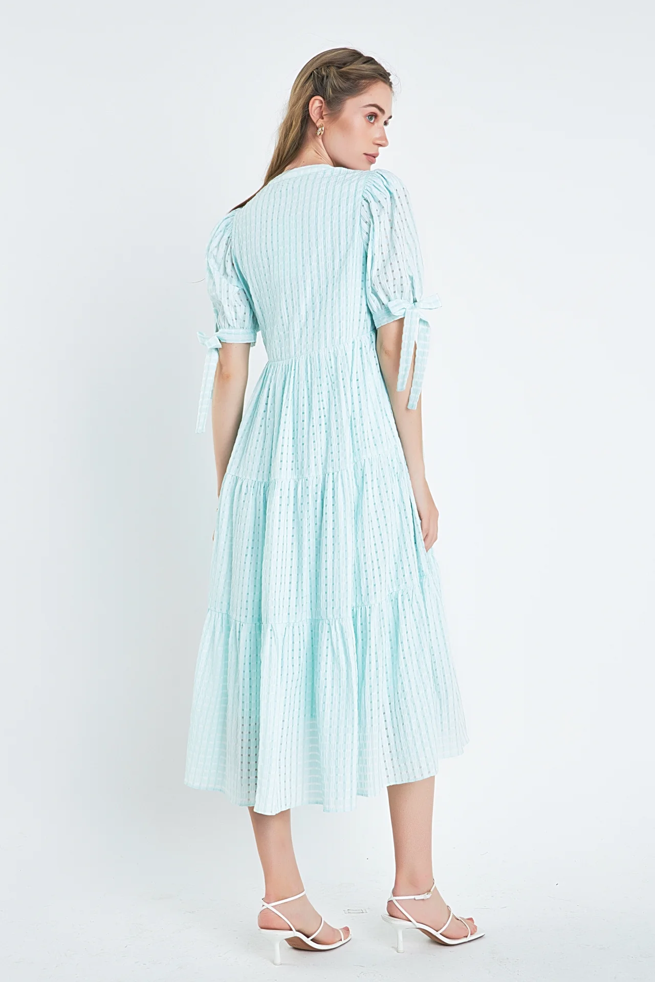 Gingham Tiered Midi Dress - Image 39