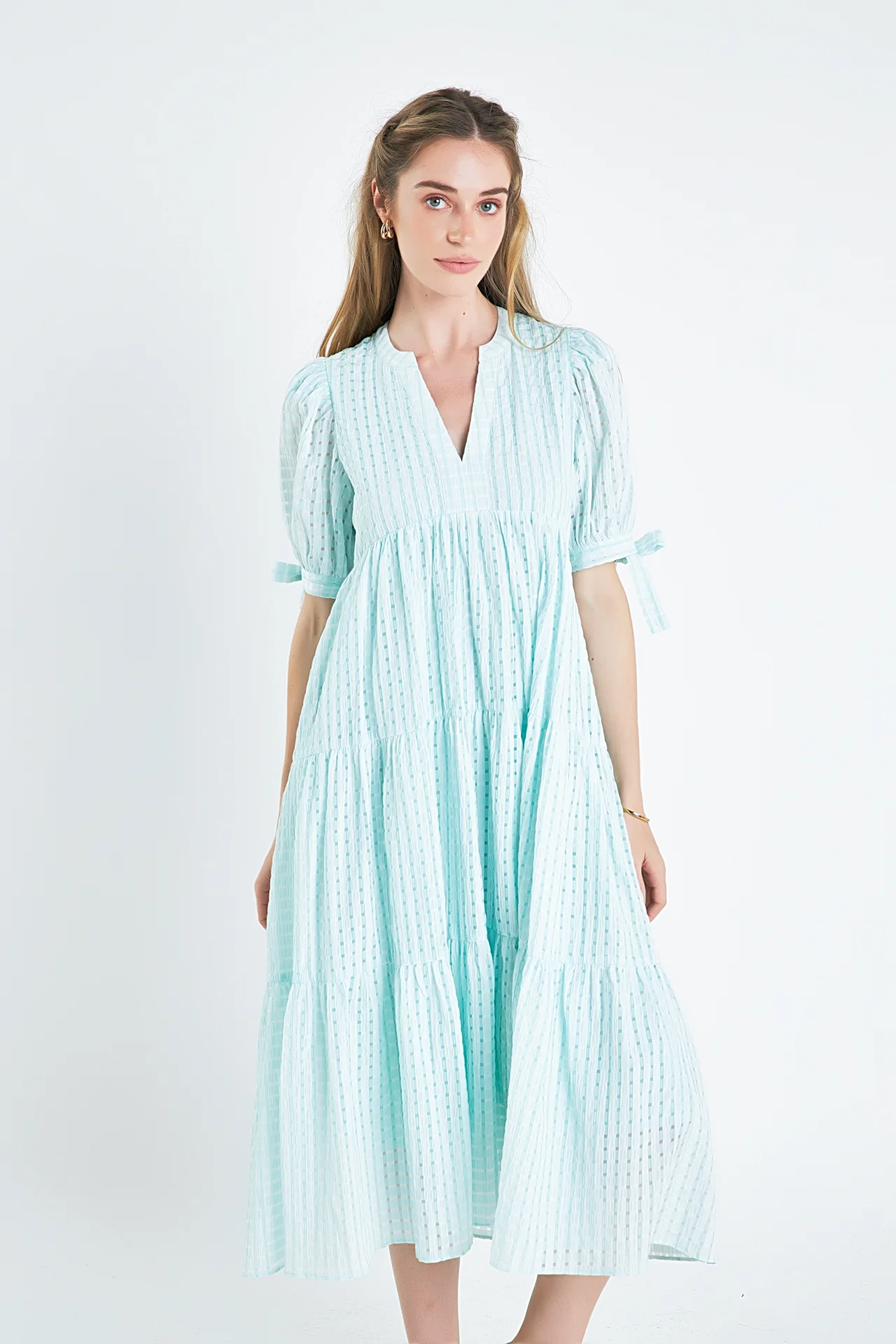 Gingham Tiered Midi Dress - Image 40