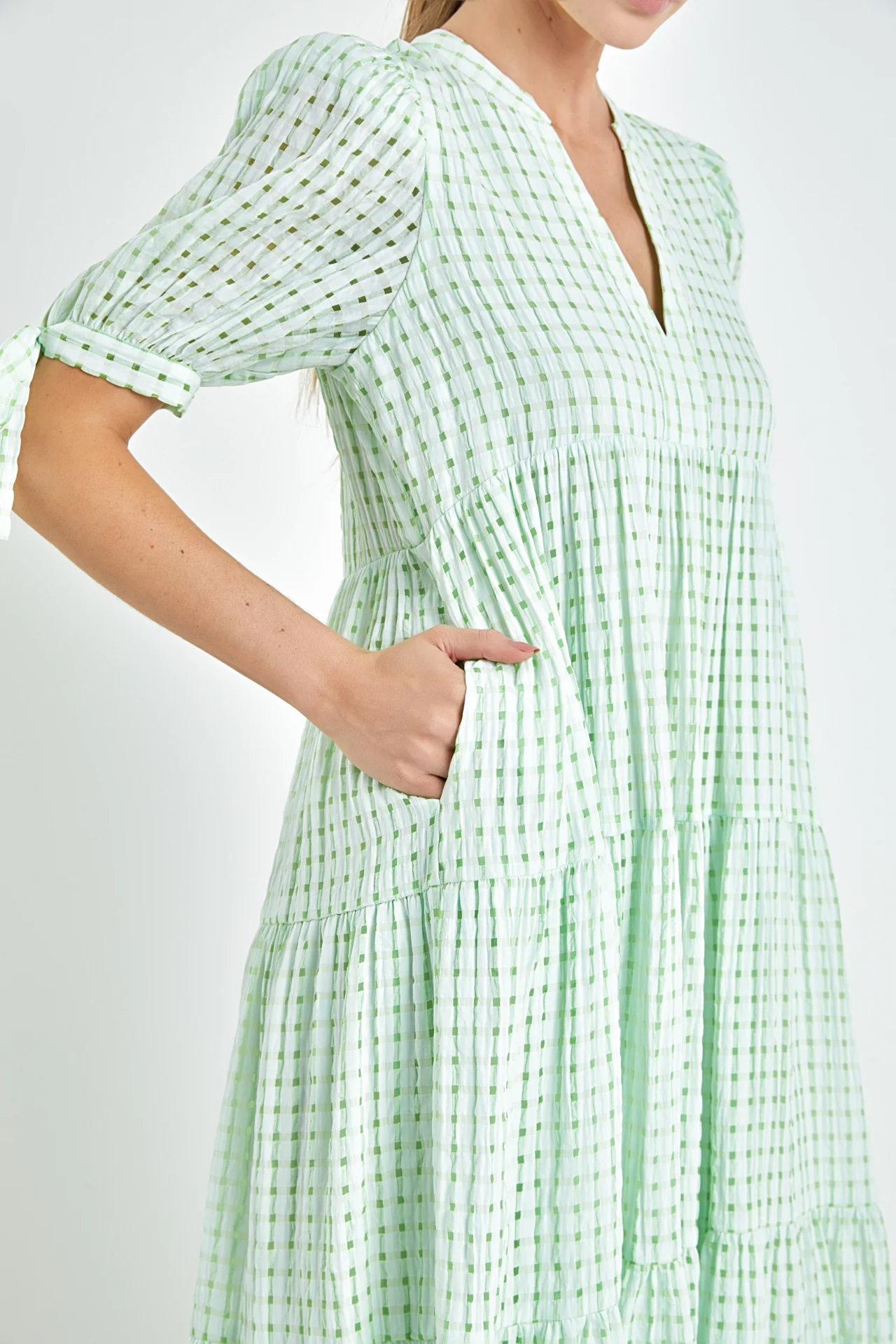 Gingham Tiered Midi Dress - Image 42