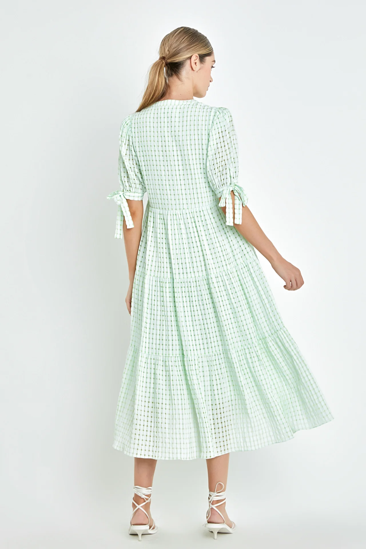 Gingham Tiered Midi Dress - Image 44