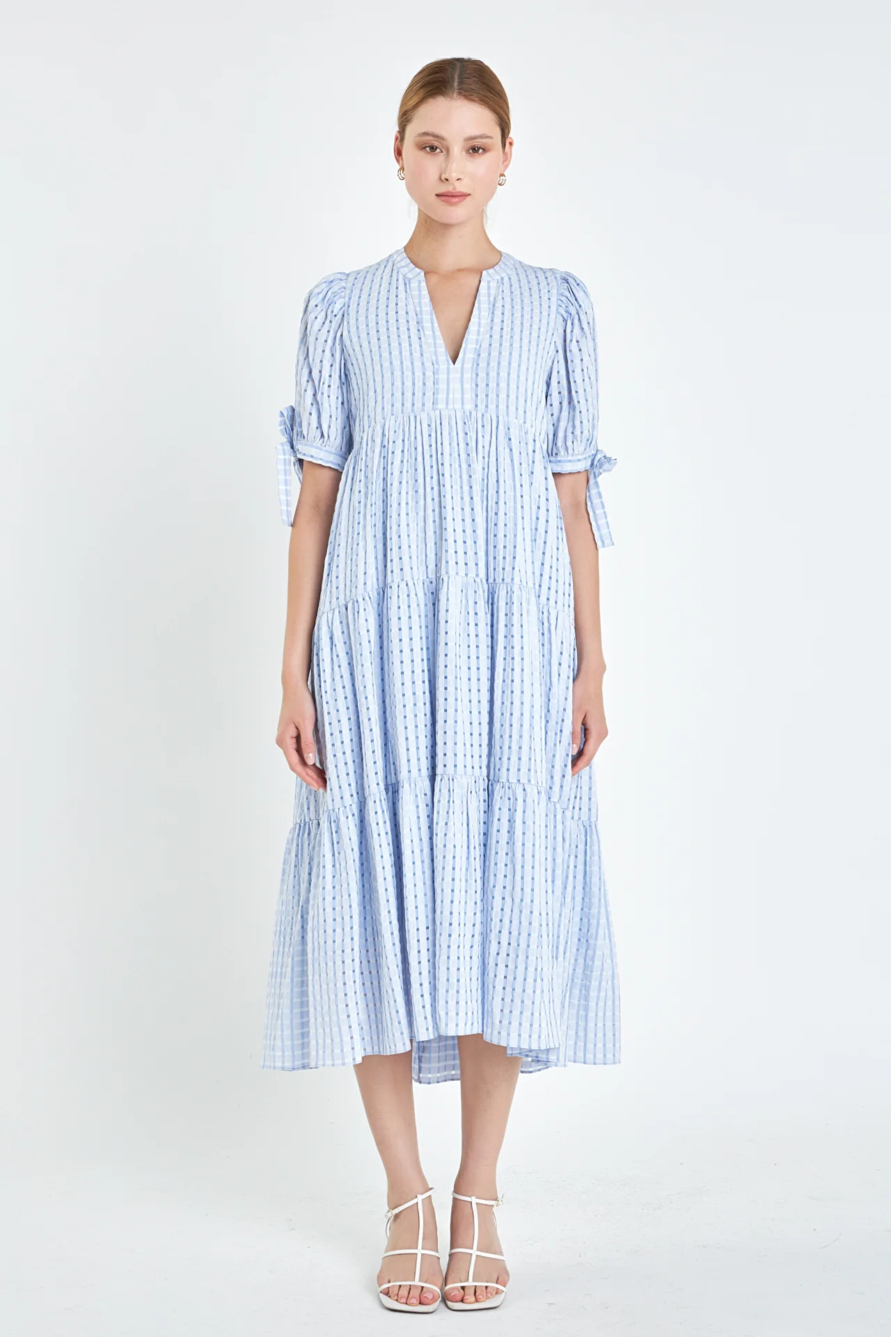 Gingham Tiered Midi Dress - Image 46