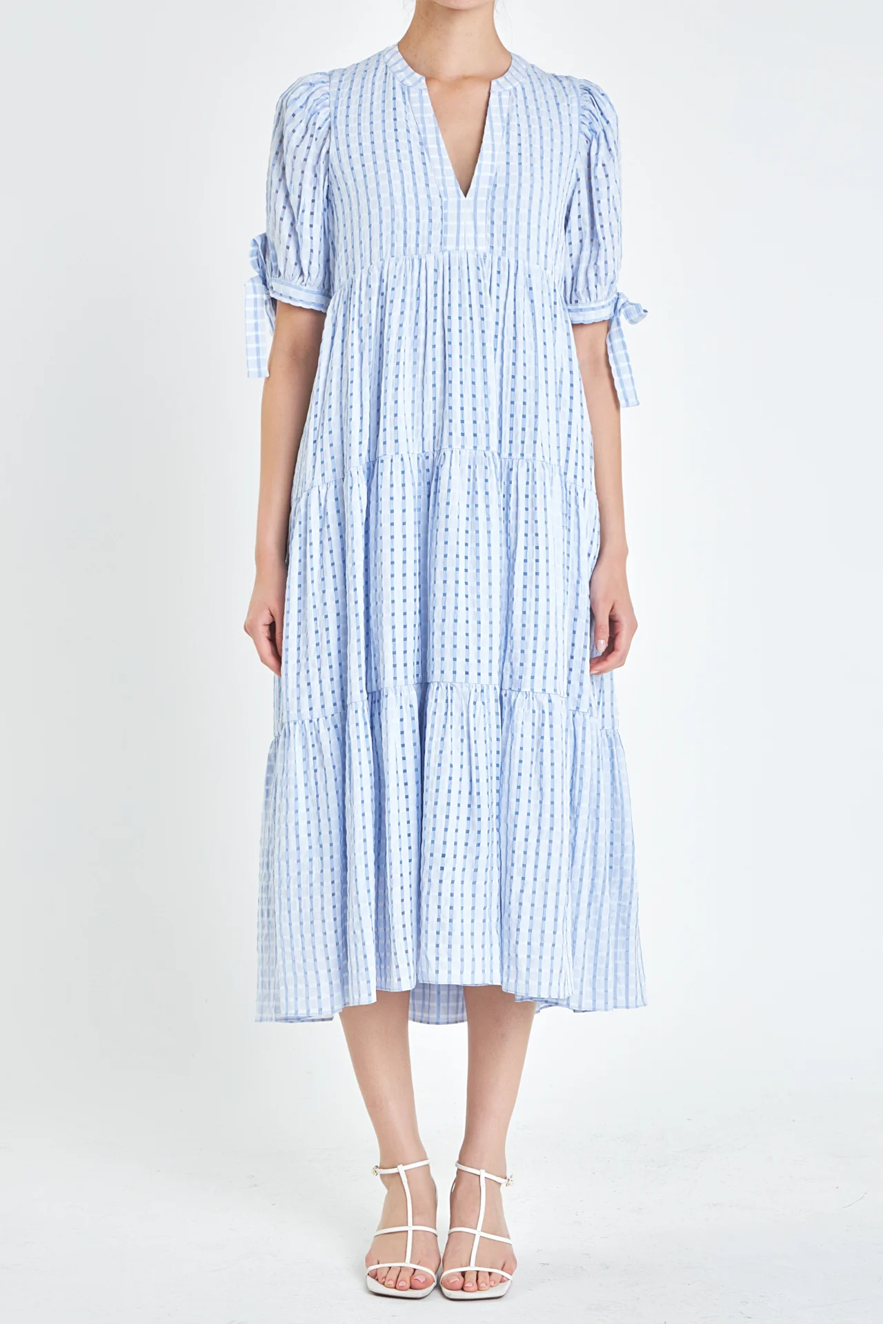 Gingham Tiered Midi Dress - Image 47