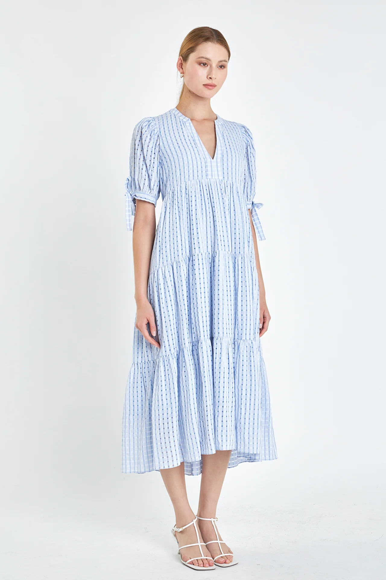 Gingham Tiered Midi Dress - Image 48