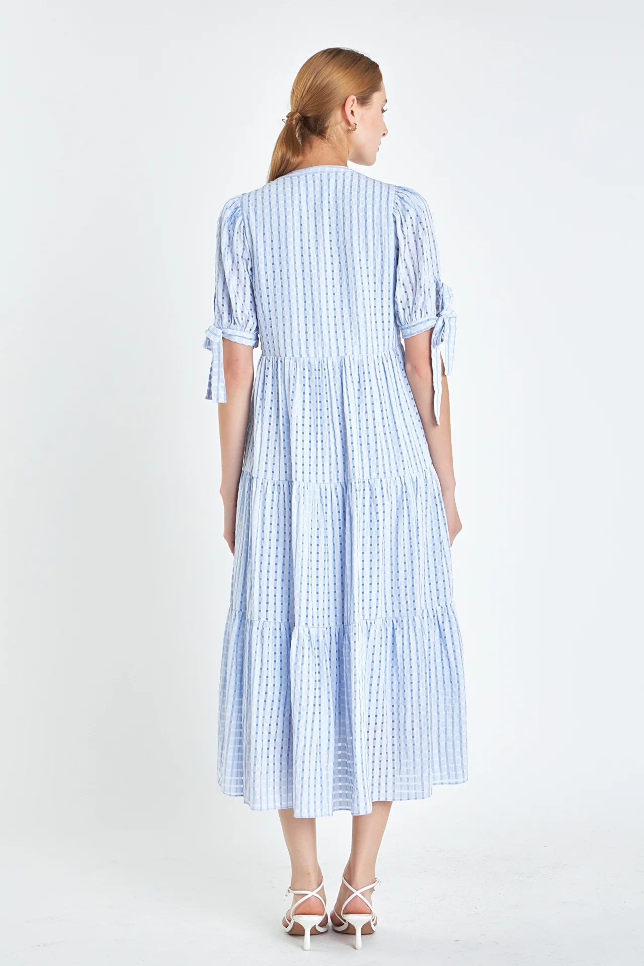 Gingham Tiered Midi Dress - Image 49